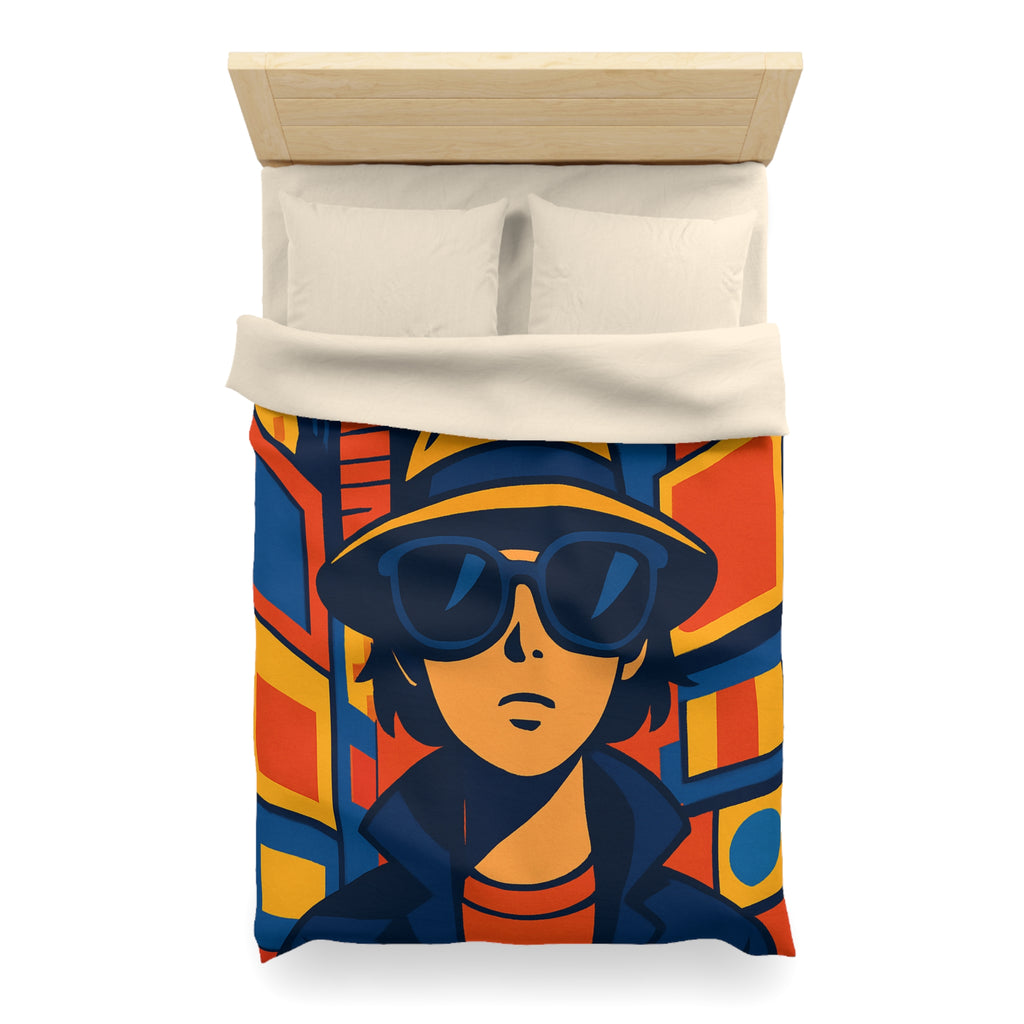 Housse de couette moderne avec motif urbain rétro pop art aux couleurs vibrantes