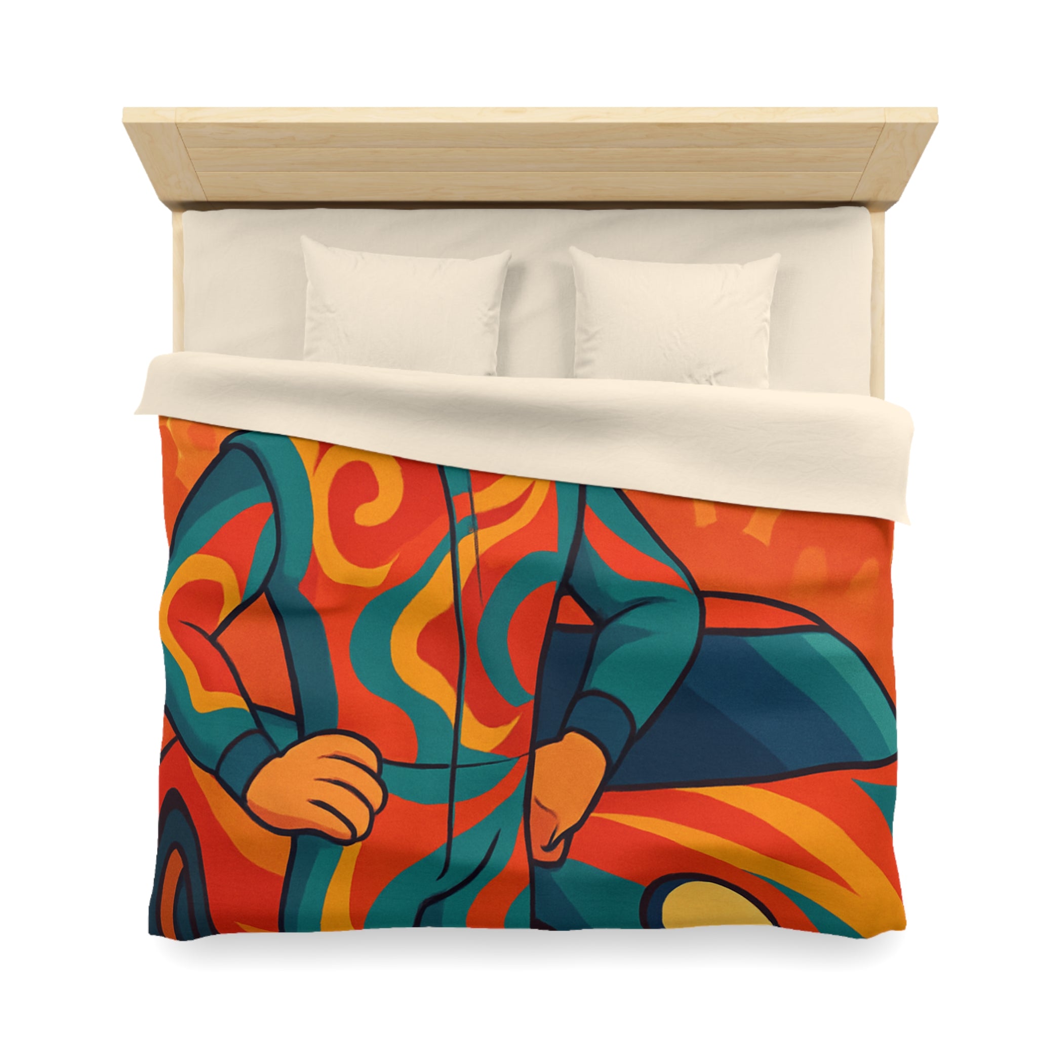 Housse de Couette Microfibre Illustration Unique Design Moderne Décoration Intérieure Raffinée