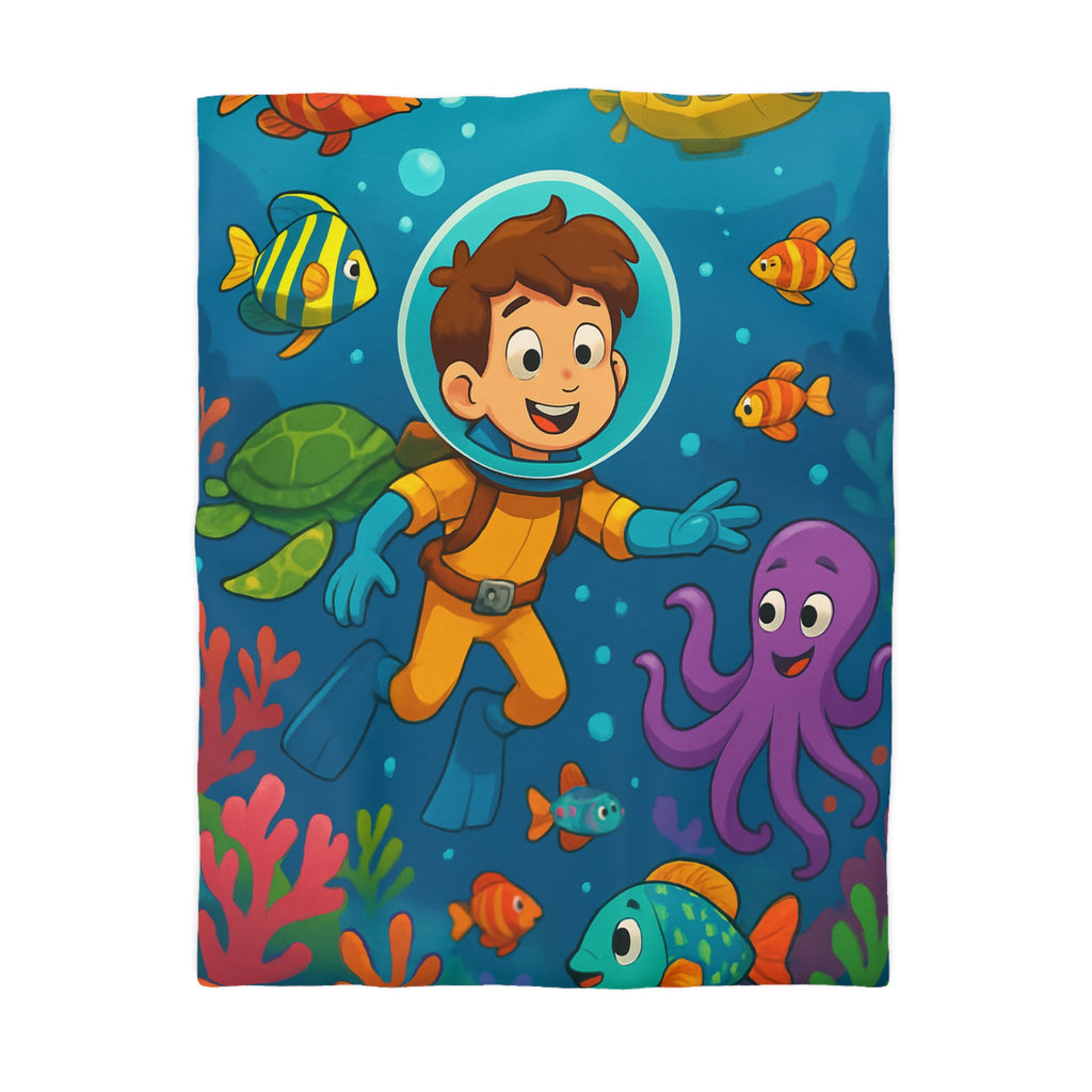 Housse de couette sous-marine avec des animaux marins colorés pour chambre d'enfant joyeuse