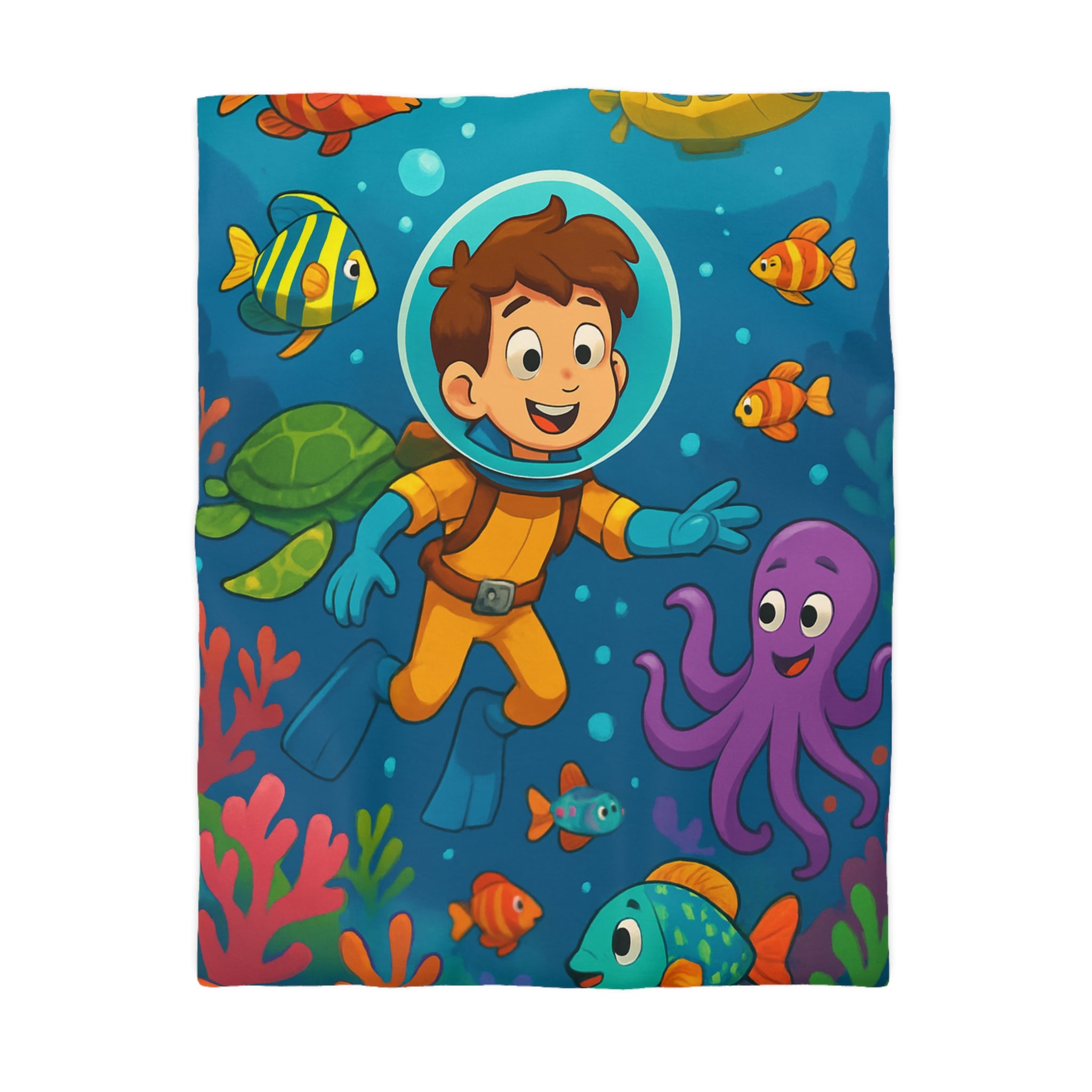 Housse de couette sous-marine avec des animaux marins colorés pour chambre d'enfant joyeuse