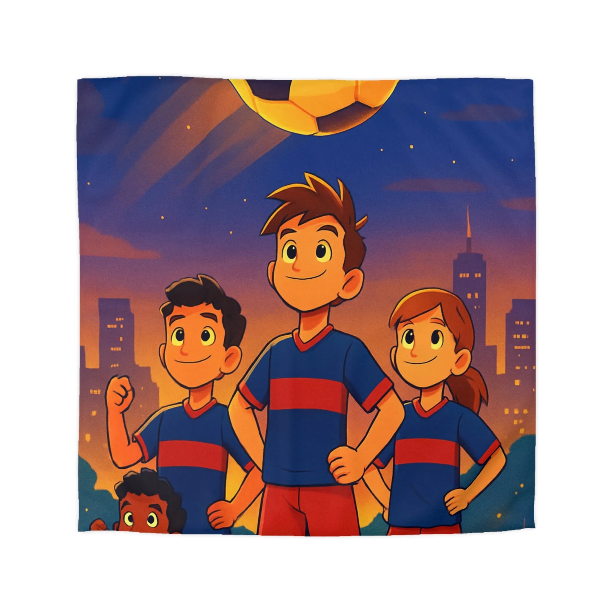 Housse de Couette Enfants avec Équipe de Football et Ballon Étoilé en Soirée
