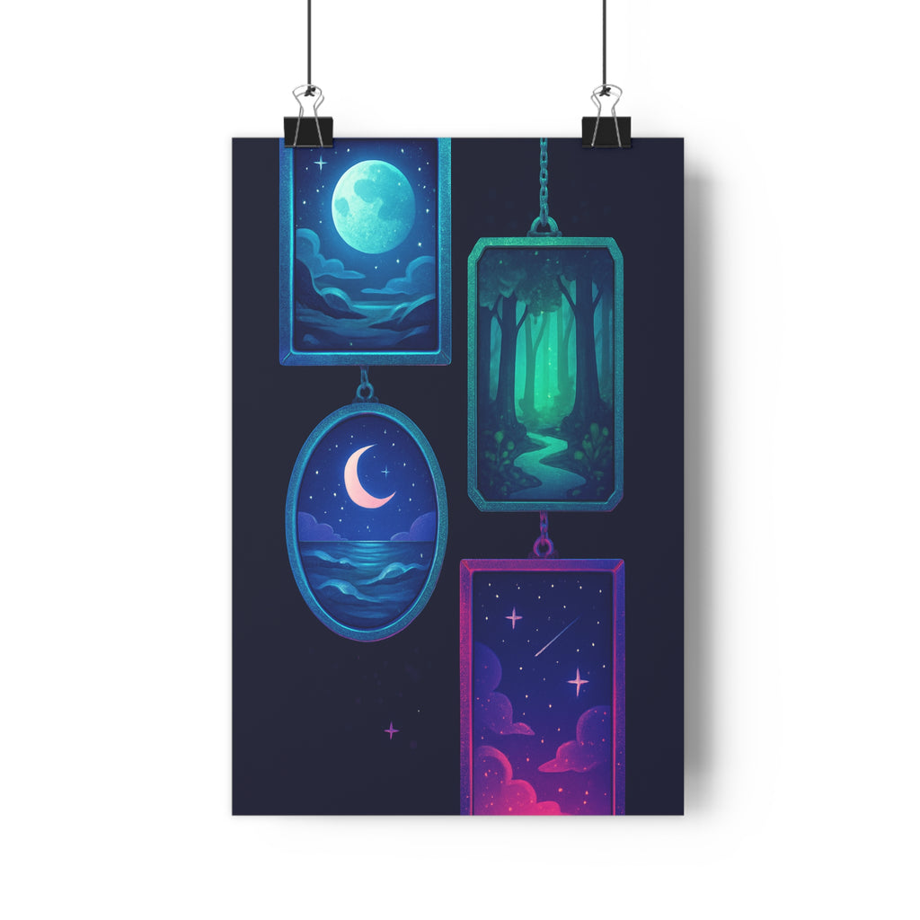 Poster décoratif artistique multicolore fantaisie rêveur mystique salon chambre bureau ambiance cadre éclat qualité