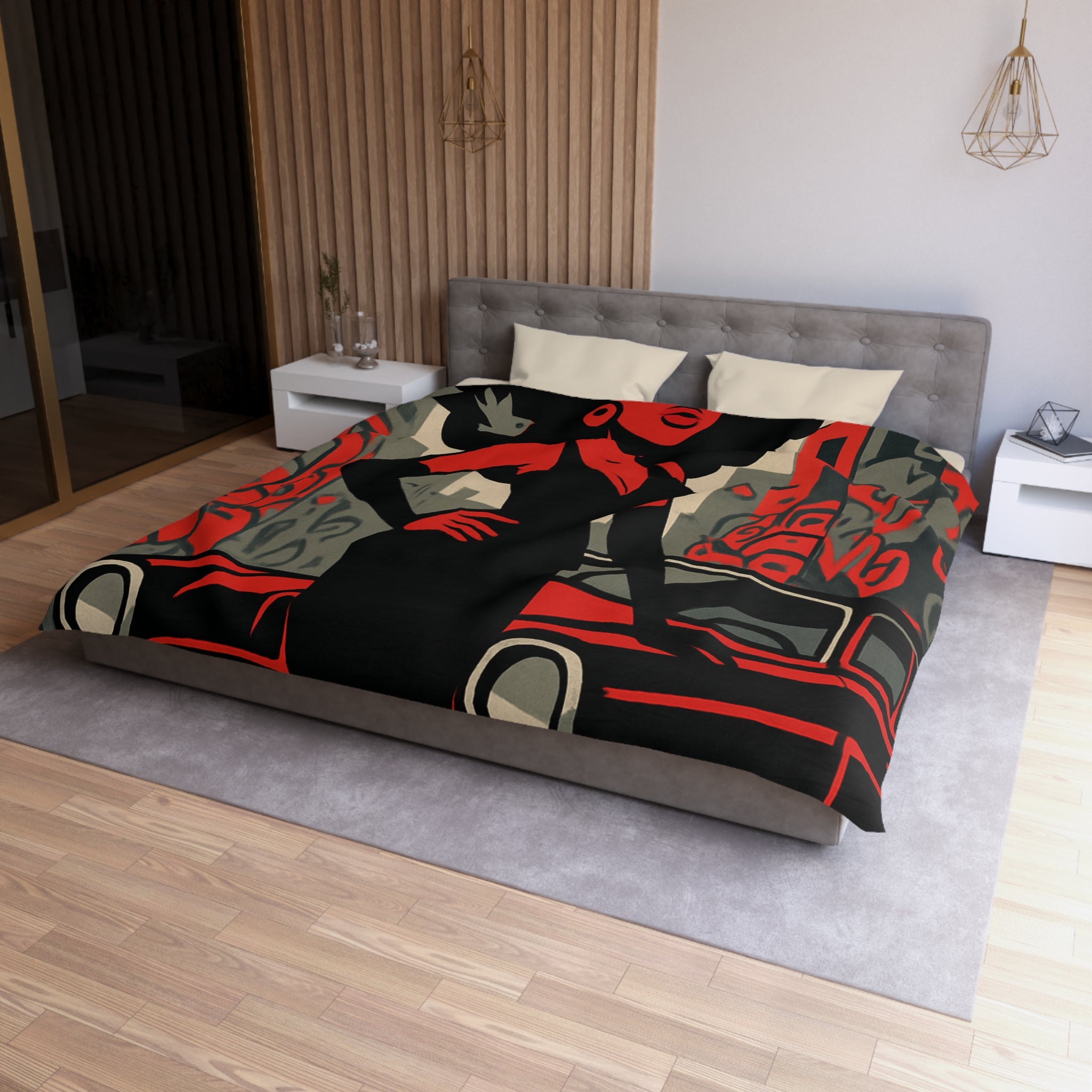 Housse de Couette Microfibre Design Artistique Moderne Décoration Chambre Confort Premium