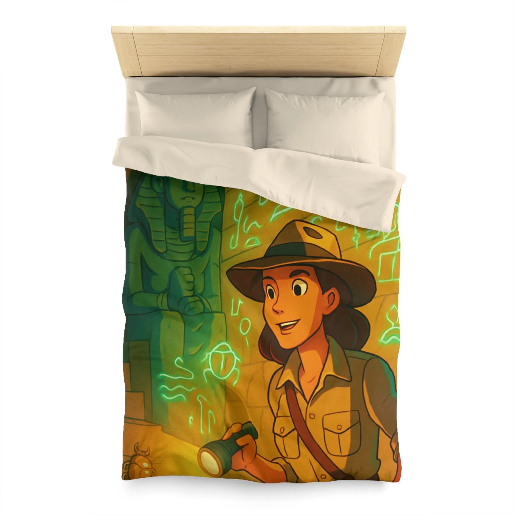 Housse de Couette Aventure Archéologique: Explorer des Hiéroglyphes dans une Pyramide Égyptienne Mystérieuse