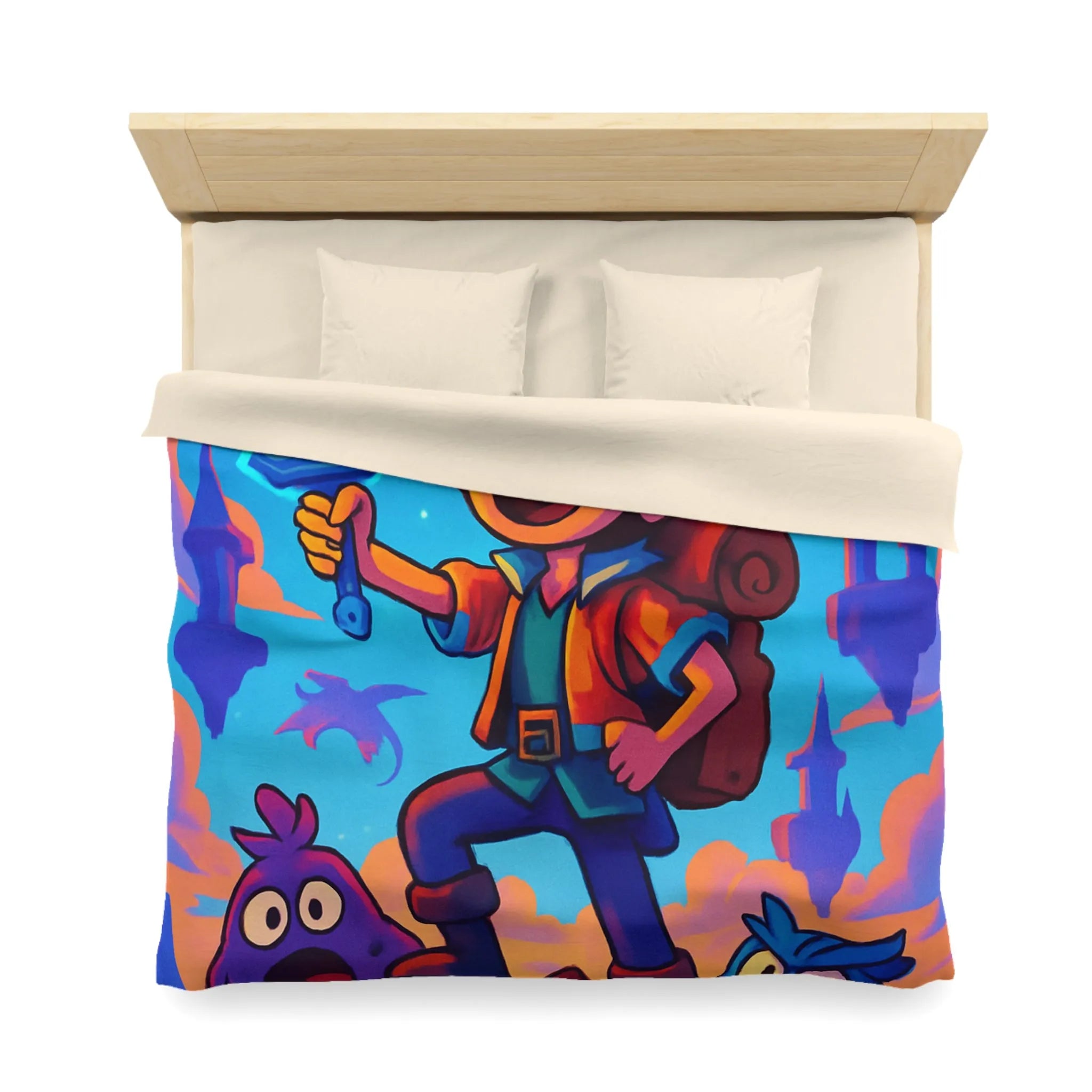 Housse de Couette Aventure Fantastique avec Épée Enchantée et Créatures Magiques pour Enfants