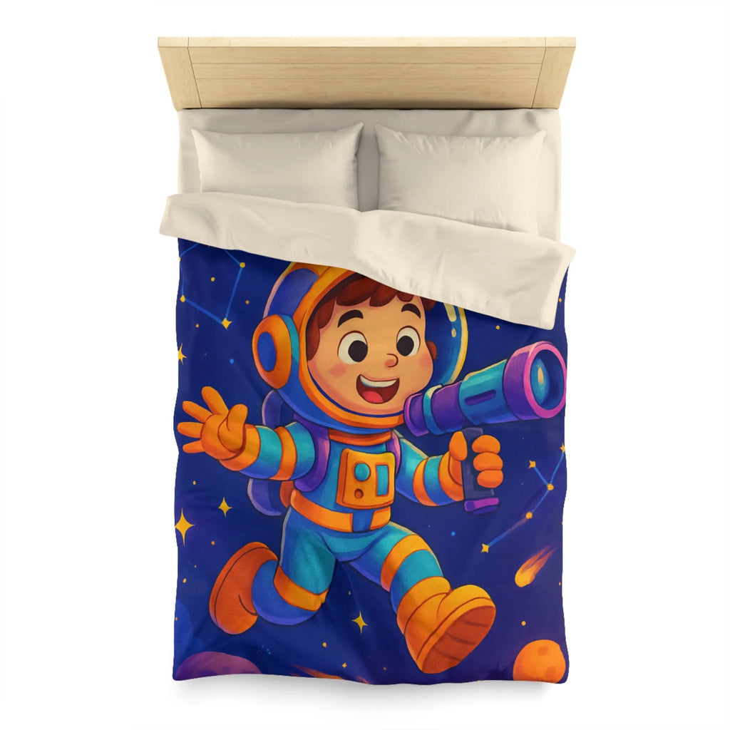 Housse de couette enfant thème astronaute espace avec planètes et constellations joyeuses