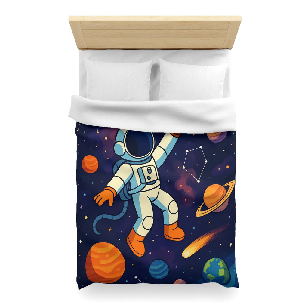 Housse de Couette Astronaute Enfantine avec Étoiles, Planètes et Constellations Colorées pour Chambre