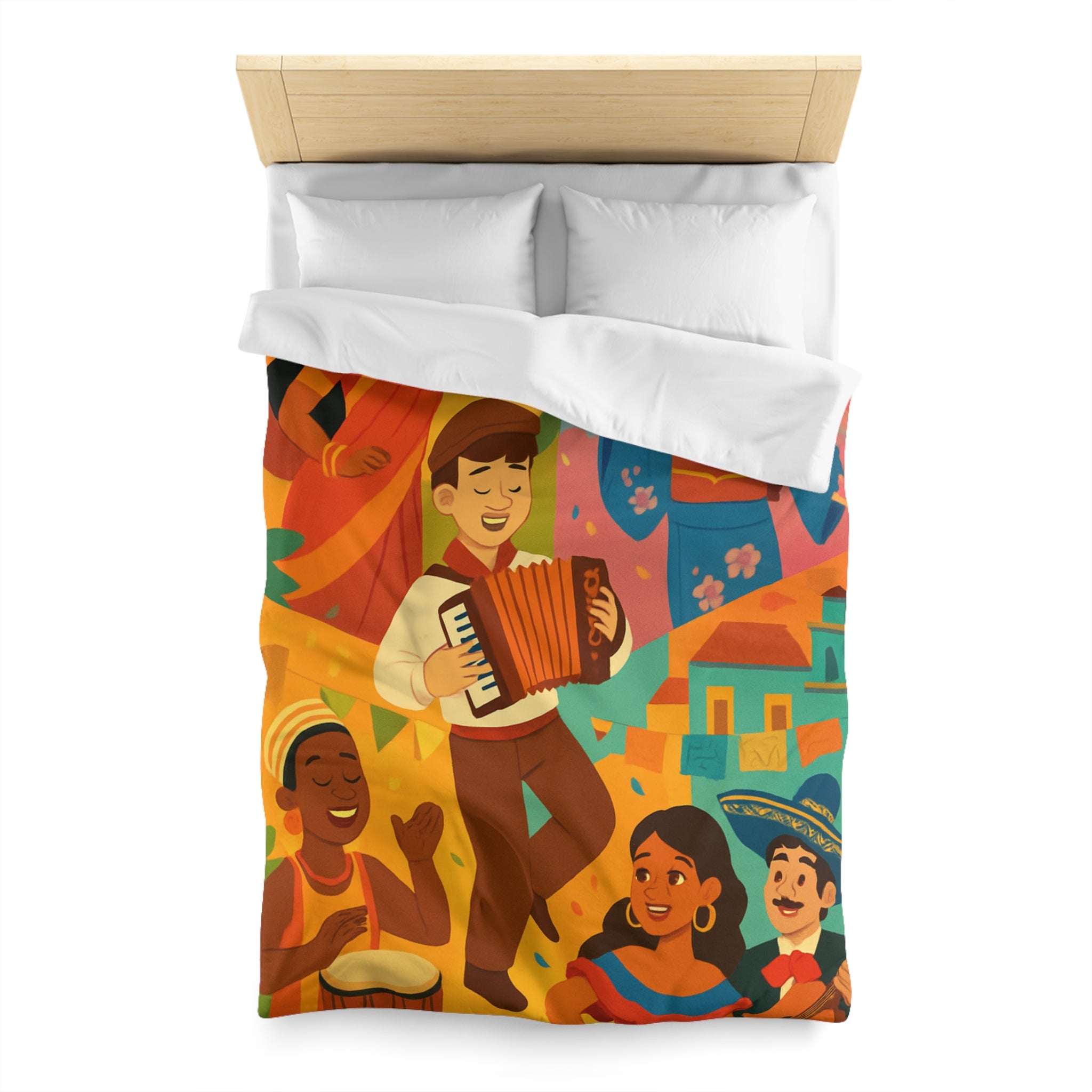 Housse de Couette Multiculturelle Vibrante avec Traditions et Musique du Monde Entier