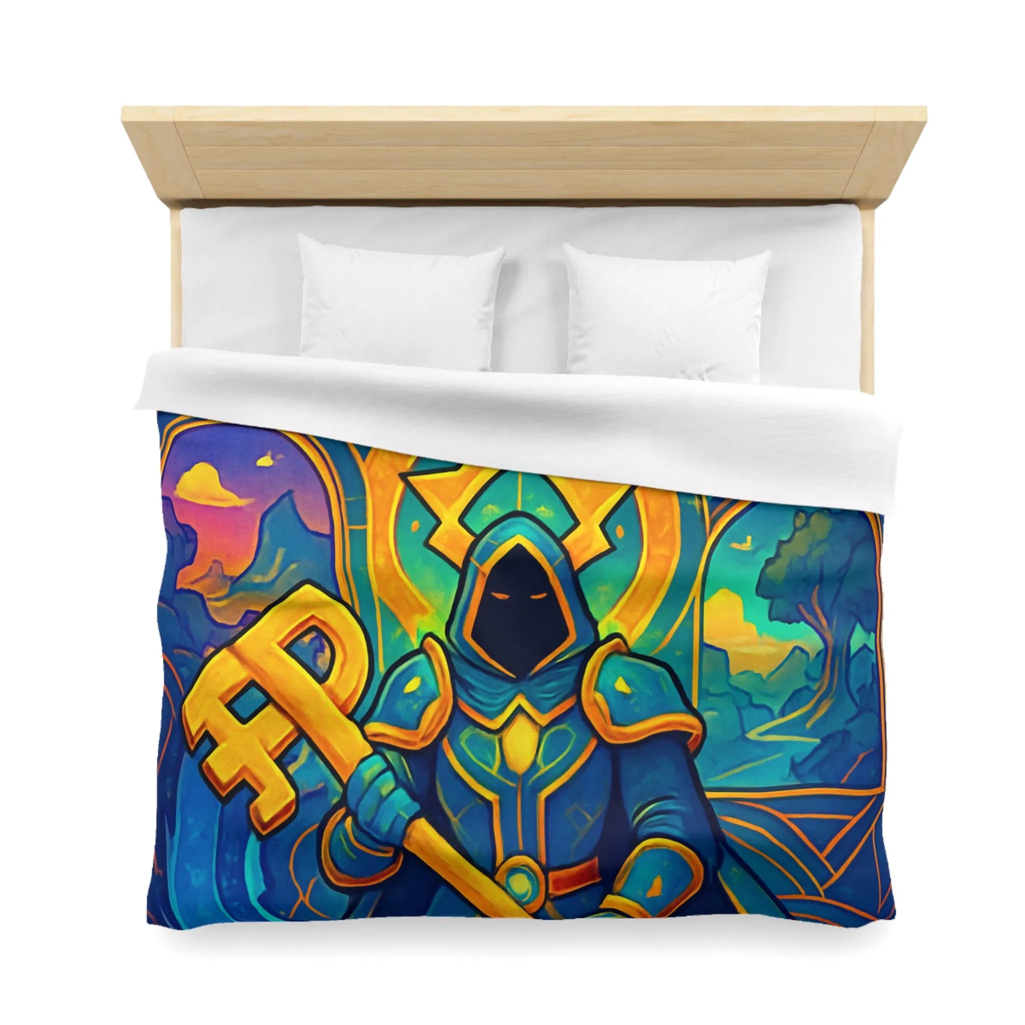 Housse de Couette Magicien Mystique avec Clef et Dragon pour Ambiance Enchantée