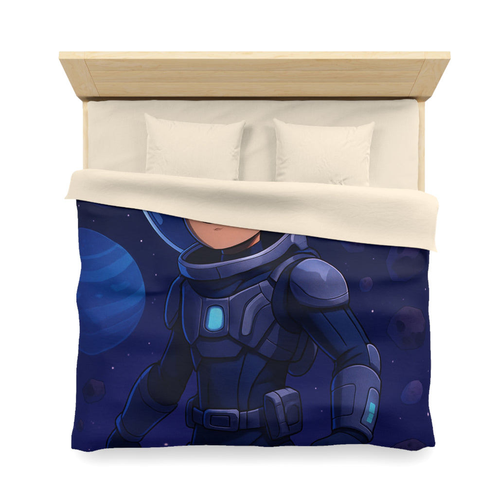 Housse de couette pour enfants : aventure spatiale avec jeune astronaute et planètes colorées