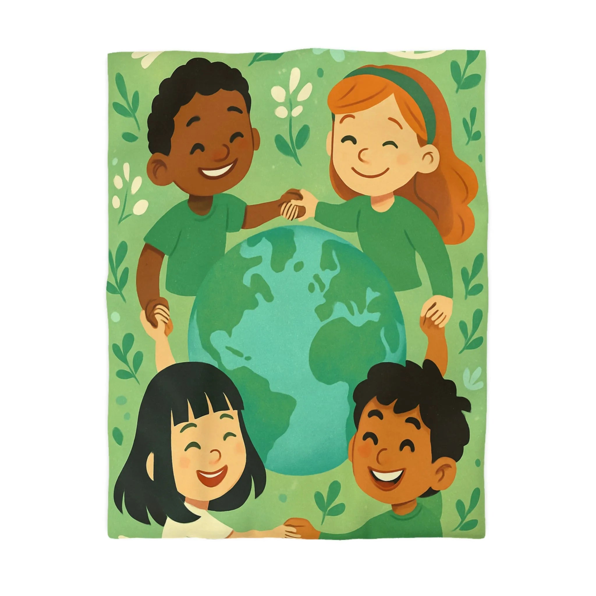Housse de couette enfant monde coloré, paix et amitié, thème écologique éducatif