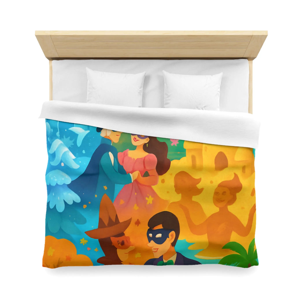 Housse de couette féerique avec papillons, fleurs et châteaux pour chambre colorée