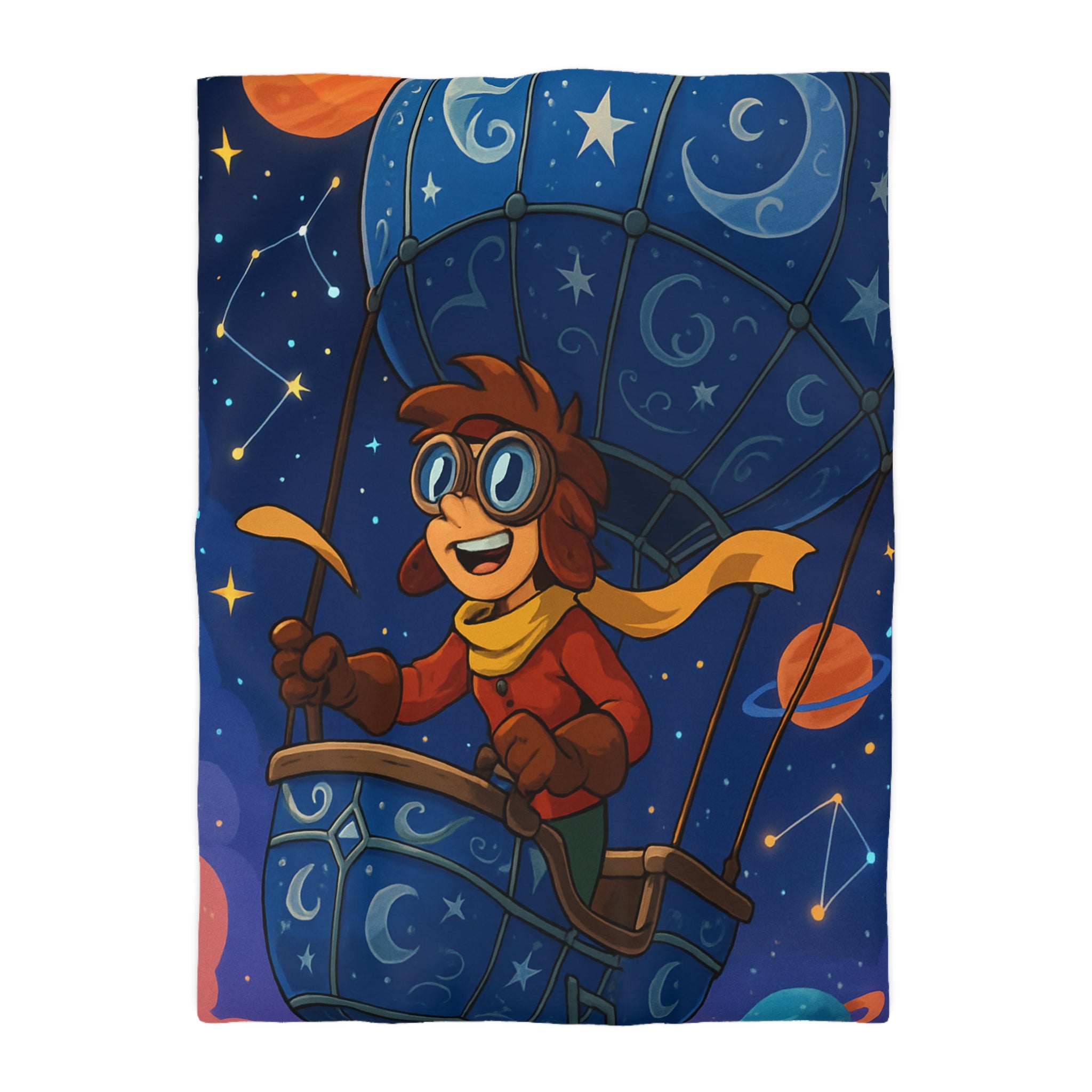 Housse de couette rêve étoilé avec montgolfière magique pour chambre d'enfant