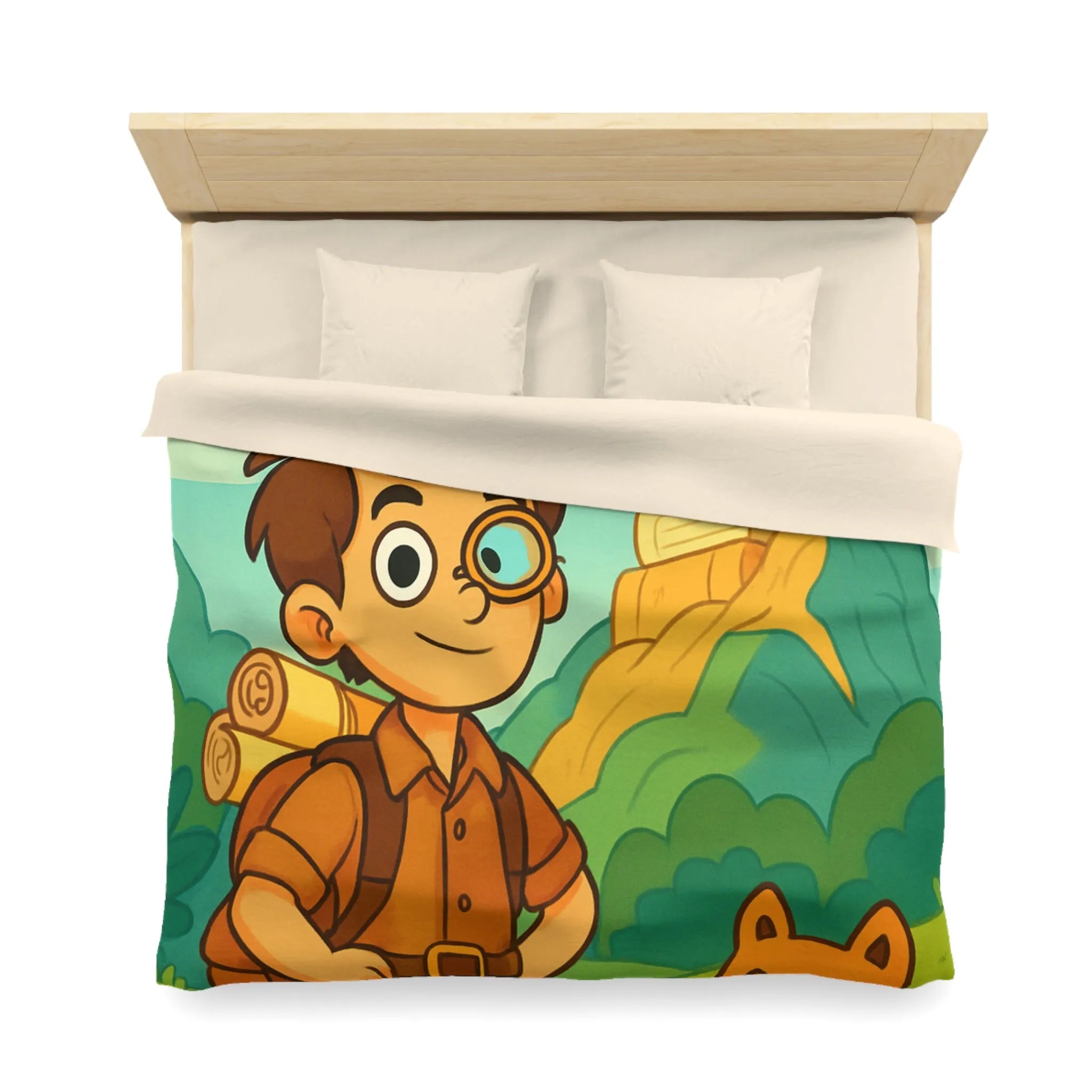 Housse de Couette Enfant Aventure avec Dragon et Animaux pour Voyage Imaginaire