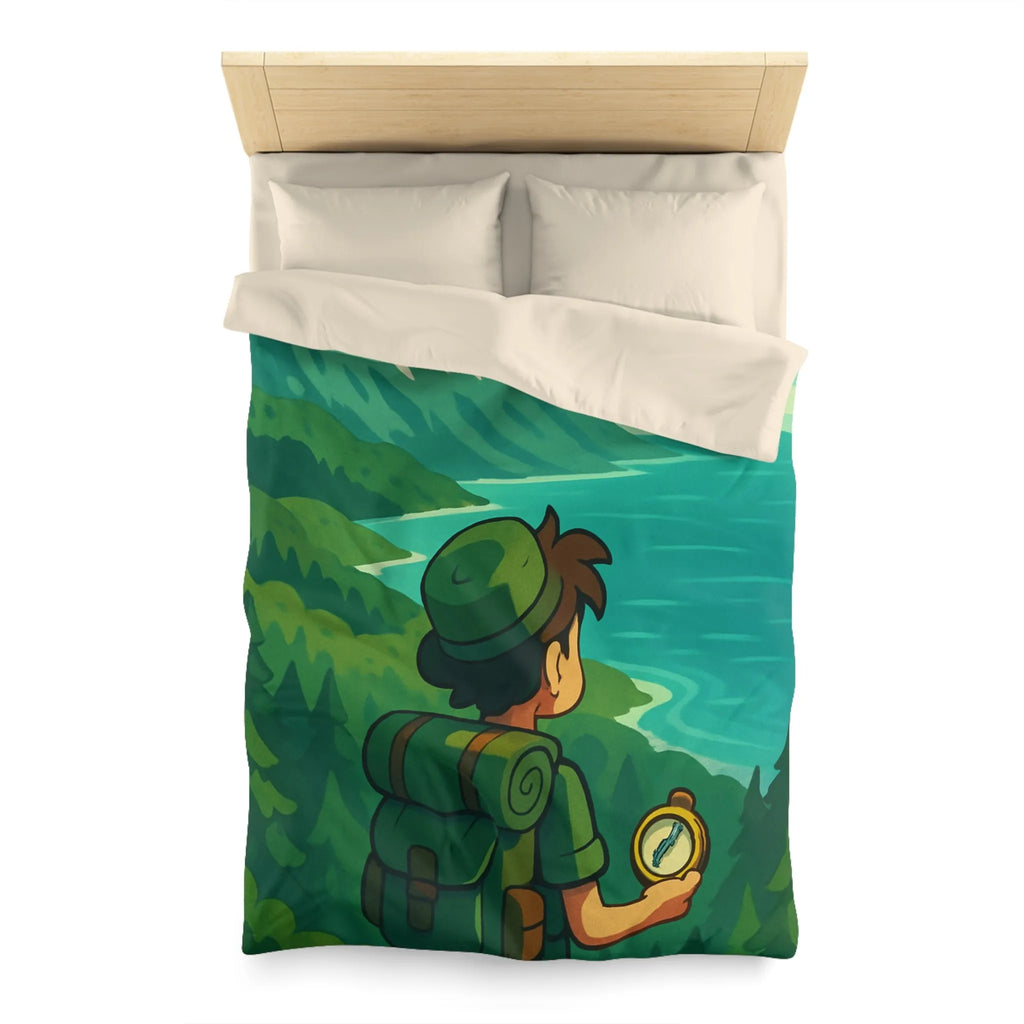 Aventure en montagne pour une housse de couette nature et voyageur contemplatif