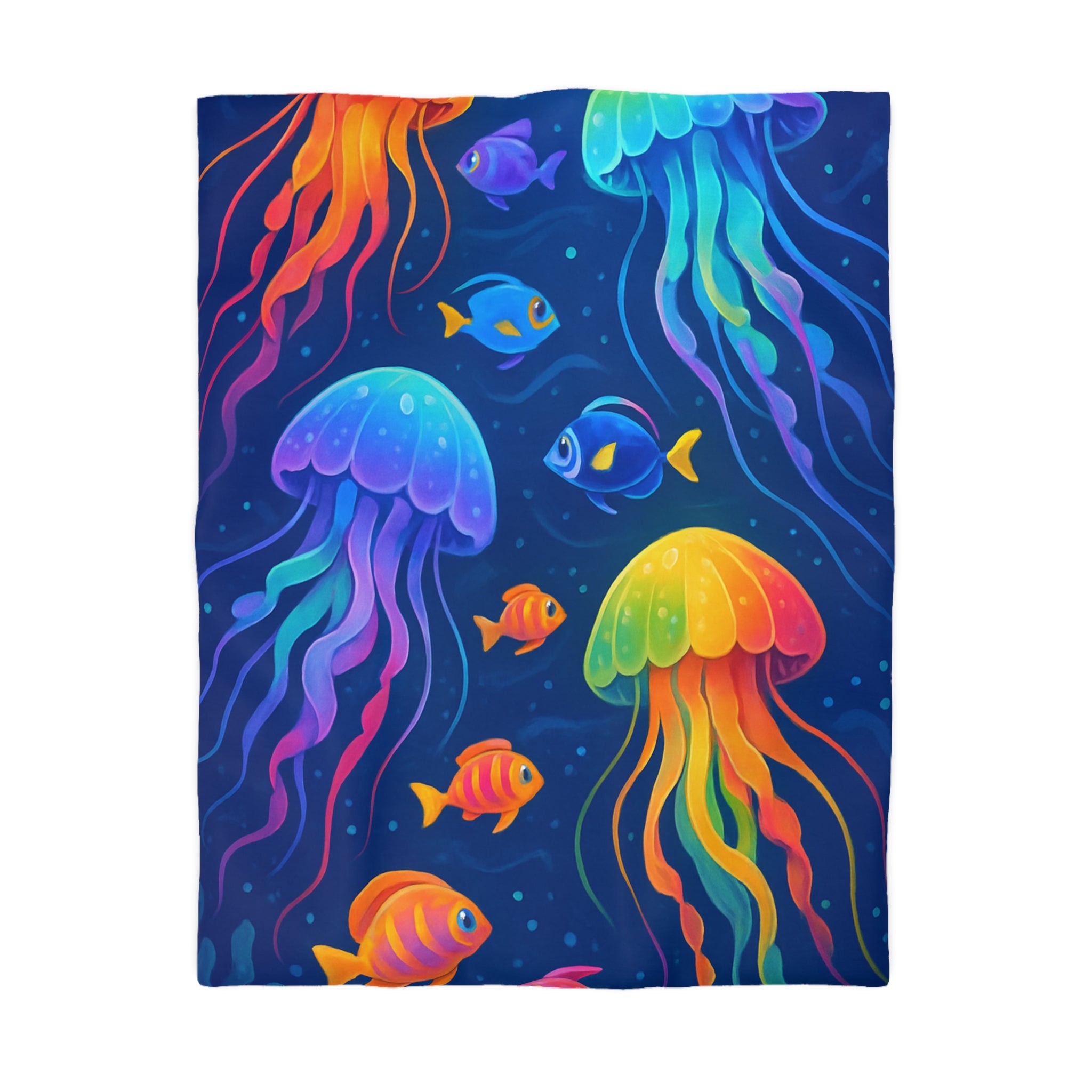 Housse de Couette Océanique Méduse Arc-en-ciel pour Décoration de Chambre Enfant Créative
