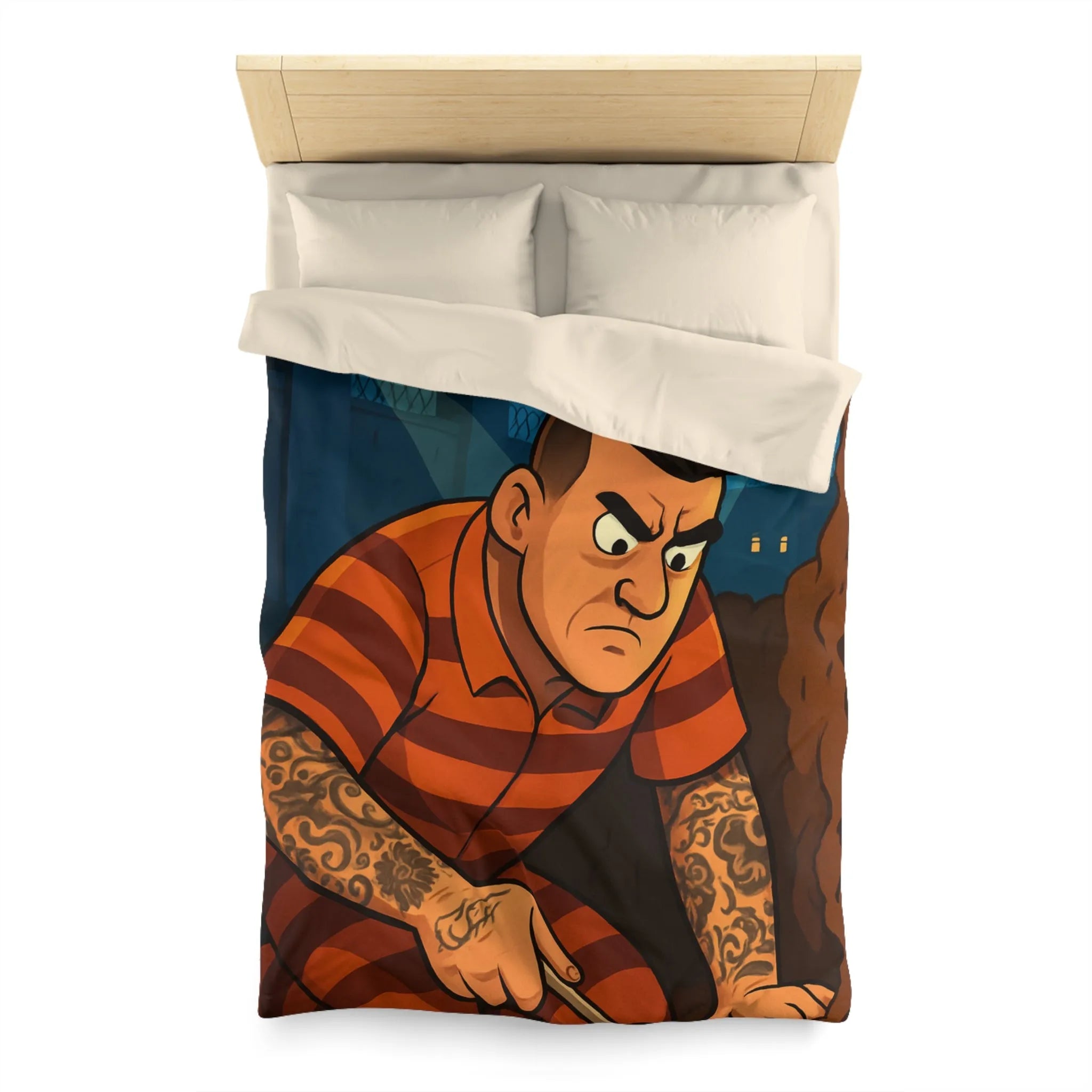 Housse de couette avec illustration d'évasion nocturne audacieuse pleine lune et tatouages