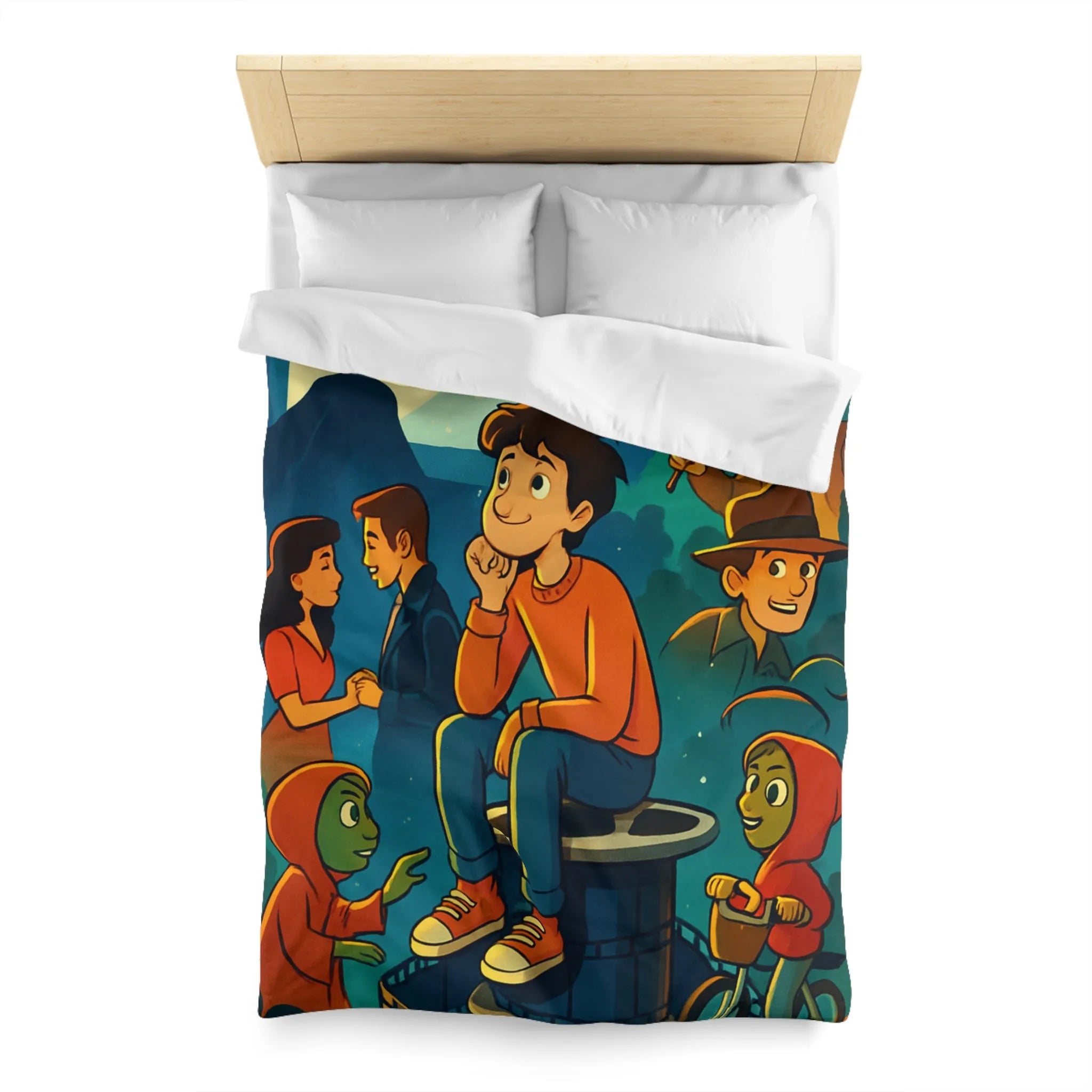 Housse de Couette Microfibre Art Graphique Contemporain Style Décoratif Chambre Tendance