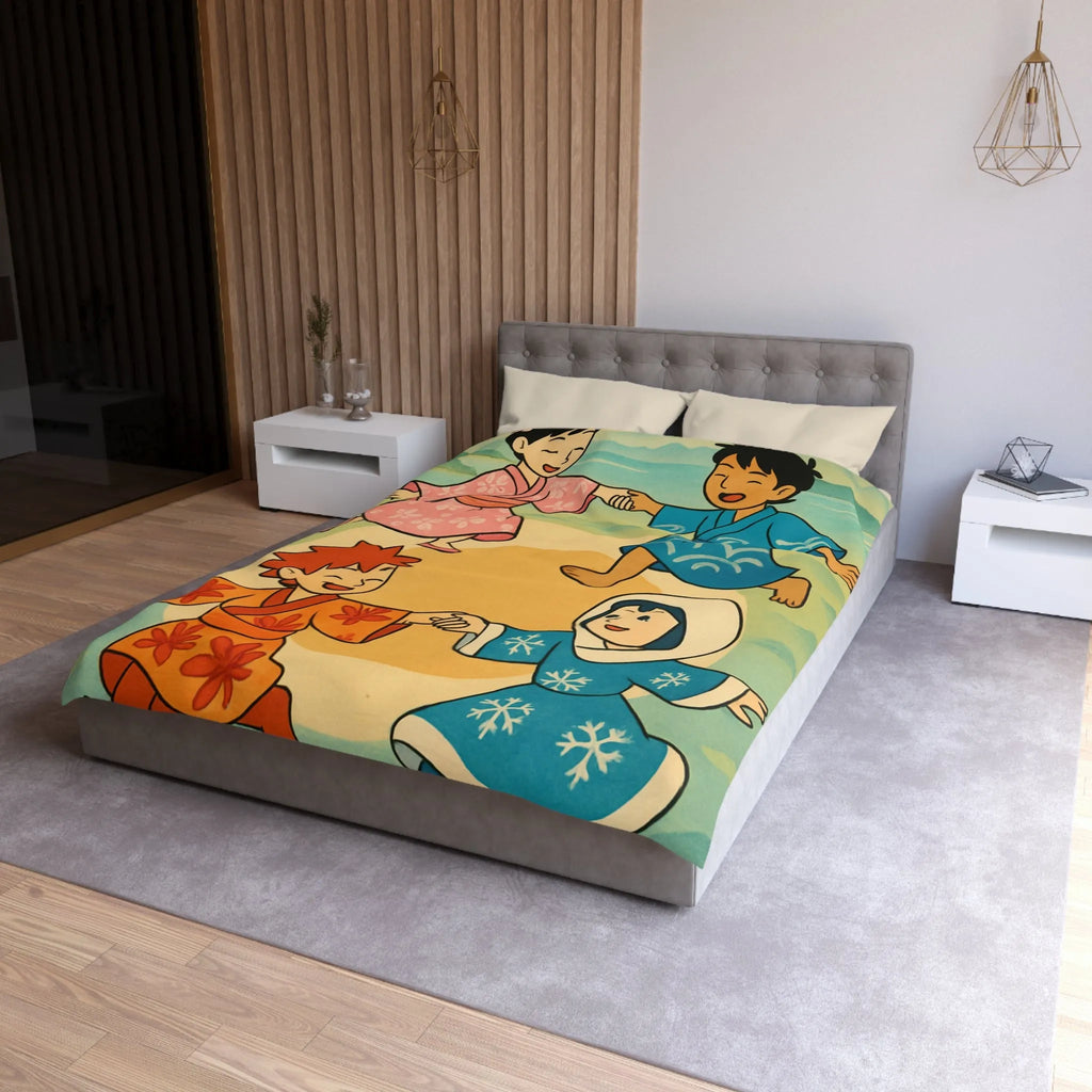 Housse de Couette Microfibre Art Graphique Contemporain Style Décoratif Chambre Tendance
