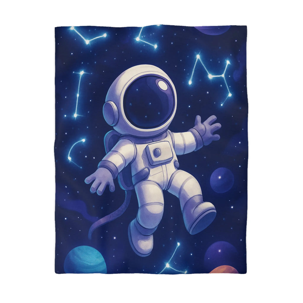Housse de Couette Astronaute en Espace Étoilé avec Constellations et Planètes Colorées