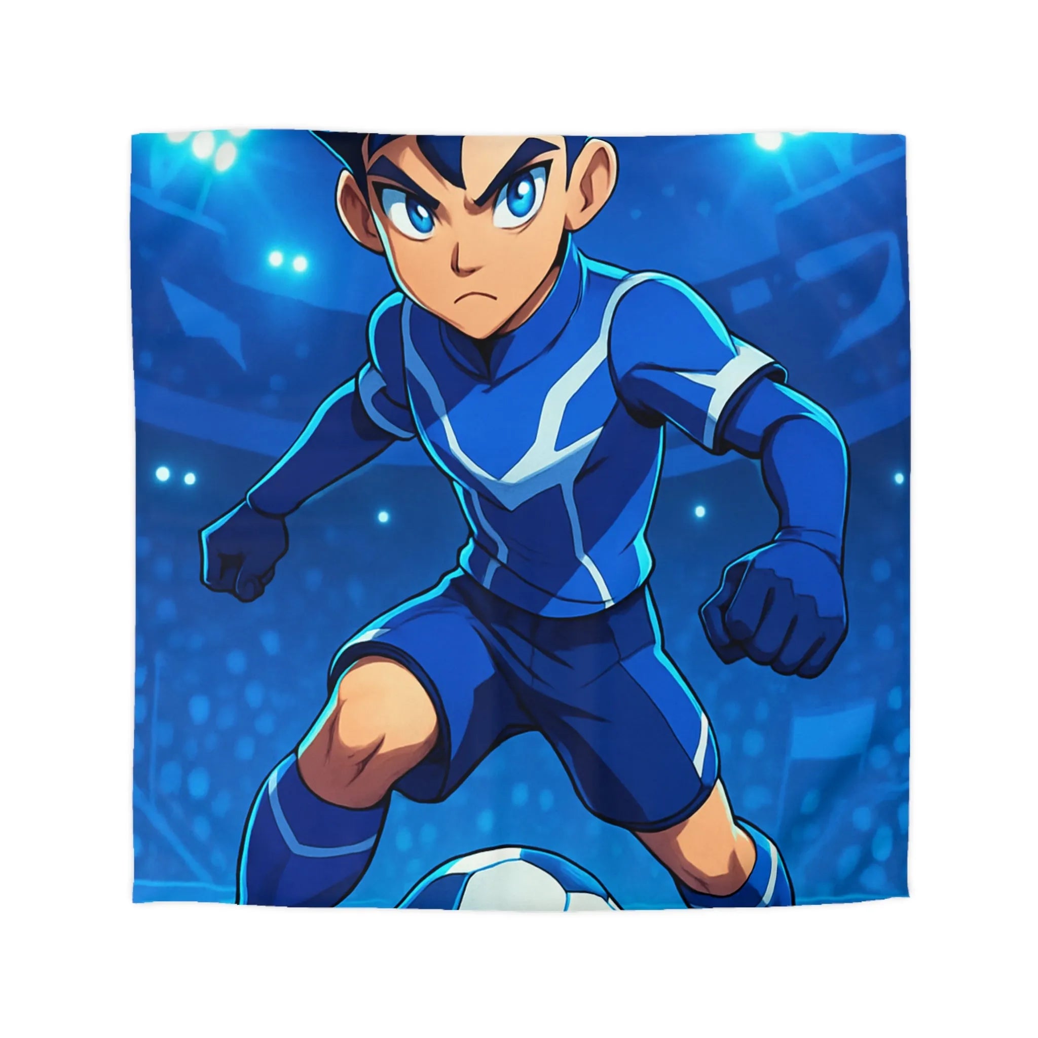 Housse de couette avec joueur de foot animé, style dynamique et lumineux, ambiance sportive