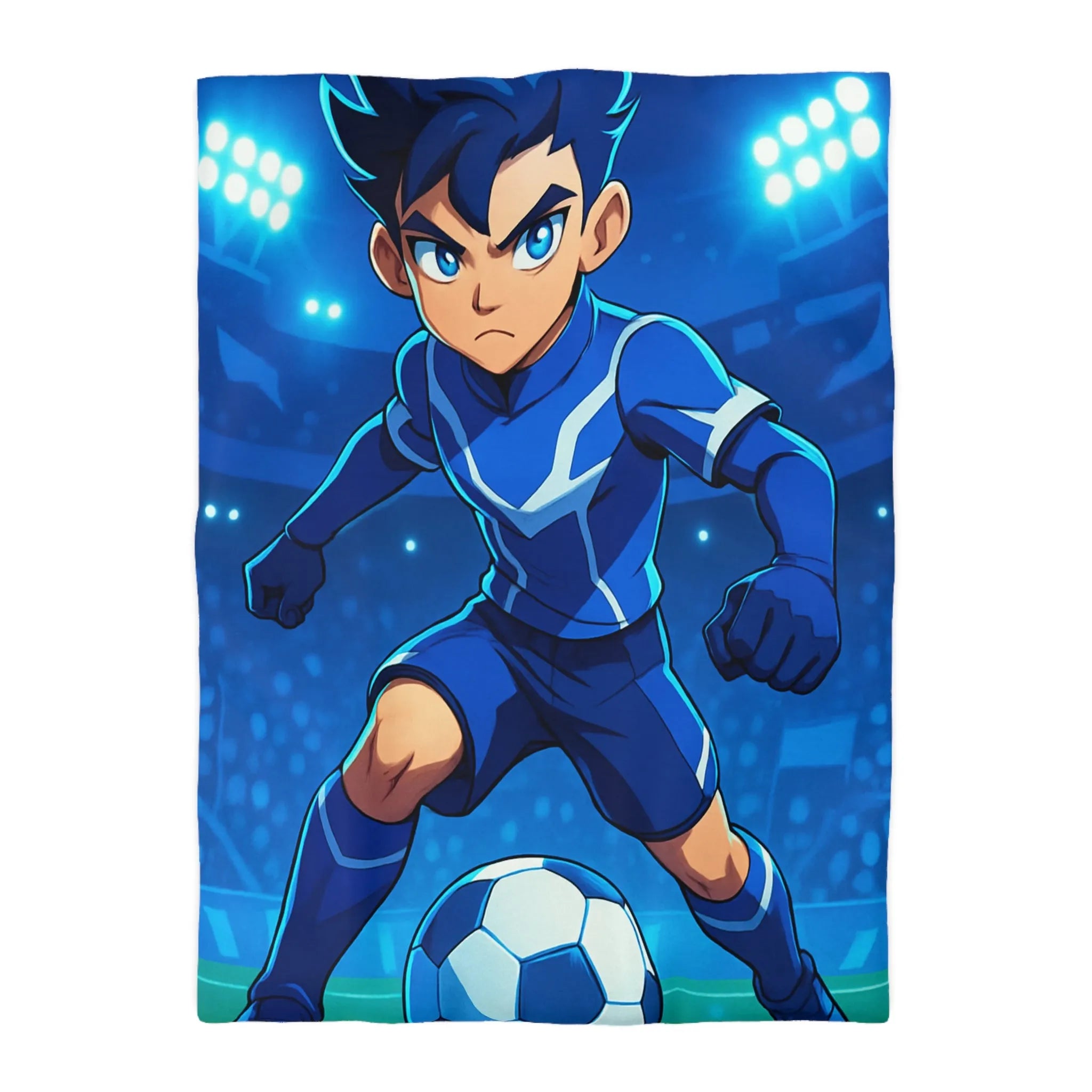 Housse de couette avec joueur de foot animé, style dynamique et lumineux, ambiance sportive