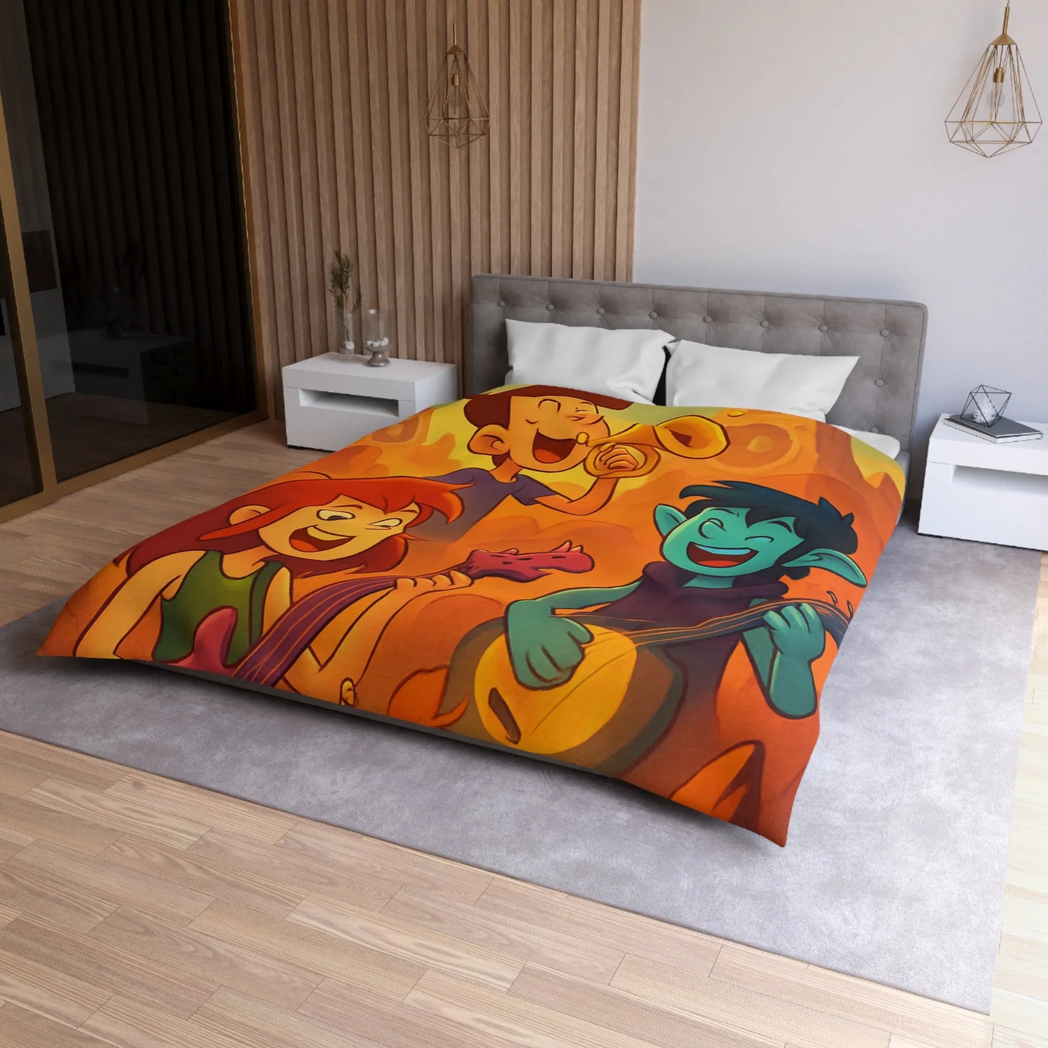Housse de Couette avec Illustrations Musicales Fantaisistes pour Enfants et Adolescents Colorée
