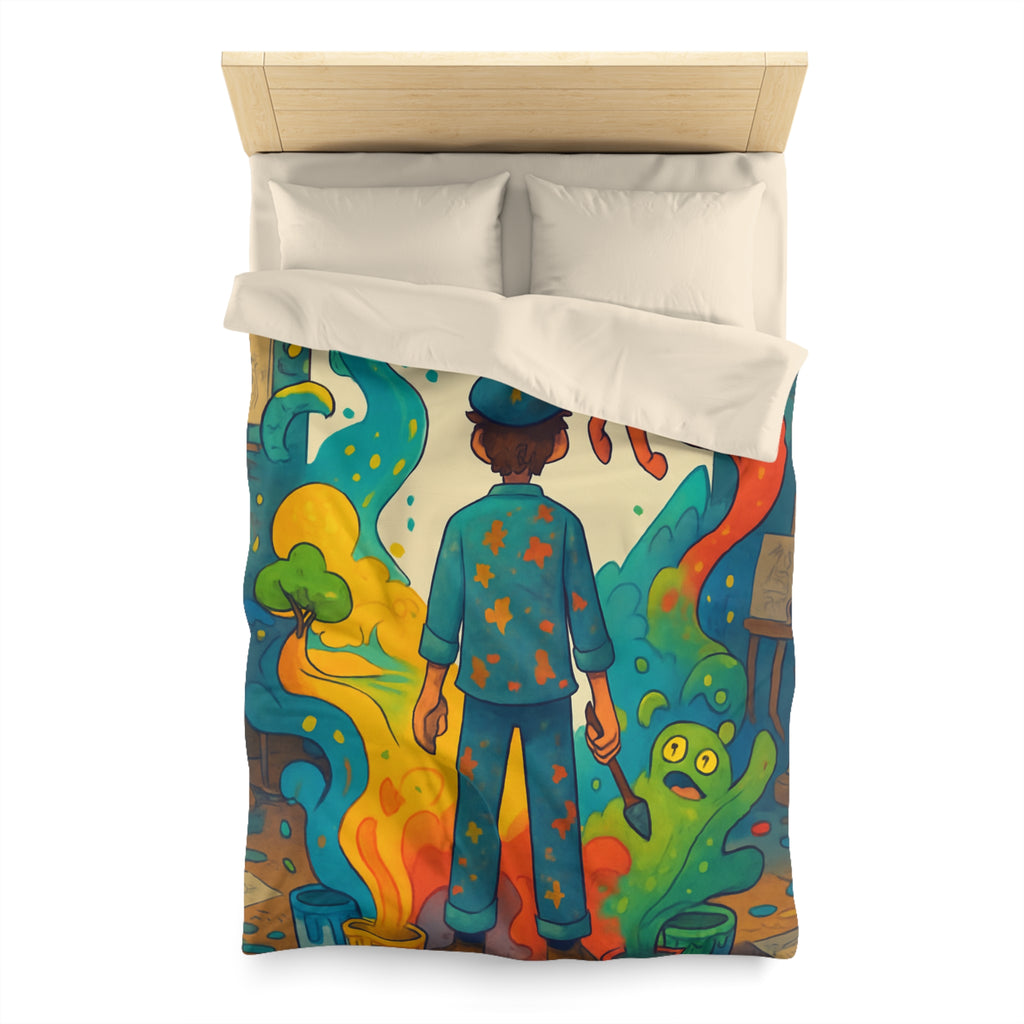 Housse de Couette Microfibre Motif Créatif Original Style Contemporain Chambre Élégante