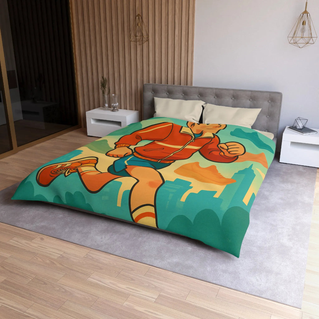 Housse de couette dynamique pour enfant avec athlète et nuancé de chaussures colorées