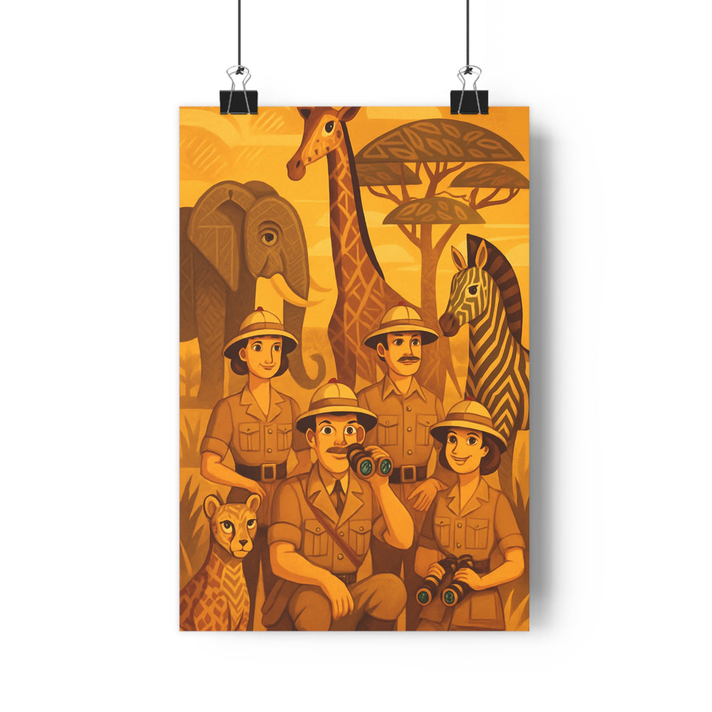 Poster décoratif safari art déco cartoon aventure girafe salon chambre exotique chaleureux 30x46 enfant