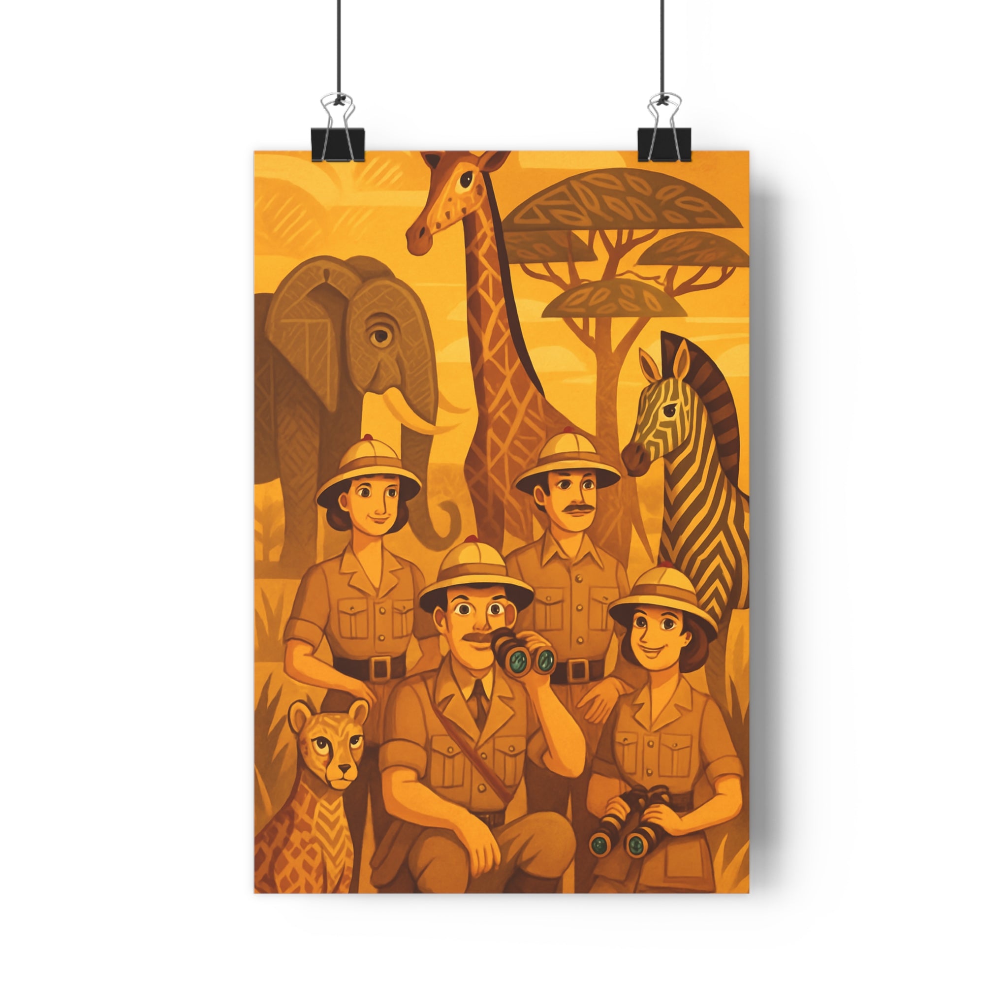 Poster décoratif safari art déco cartoon aventure girafe salon chambre exotique chaleureux 30x46 enfant