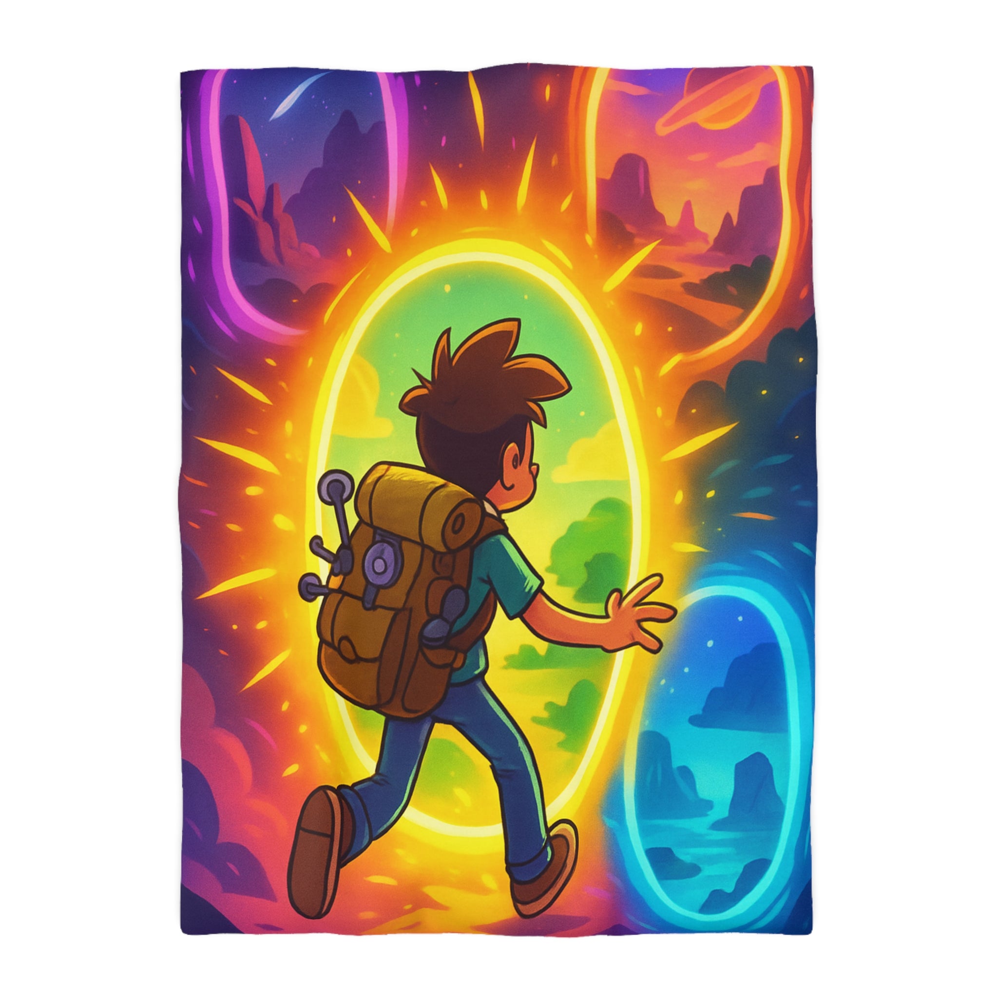 Spacieux Monde Dessiné : Couette Aventure Porte Portail Multivers Enfant Univers Coloré