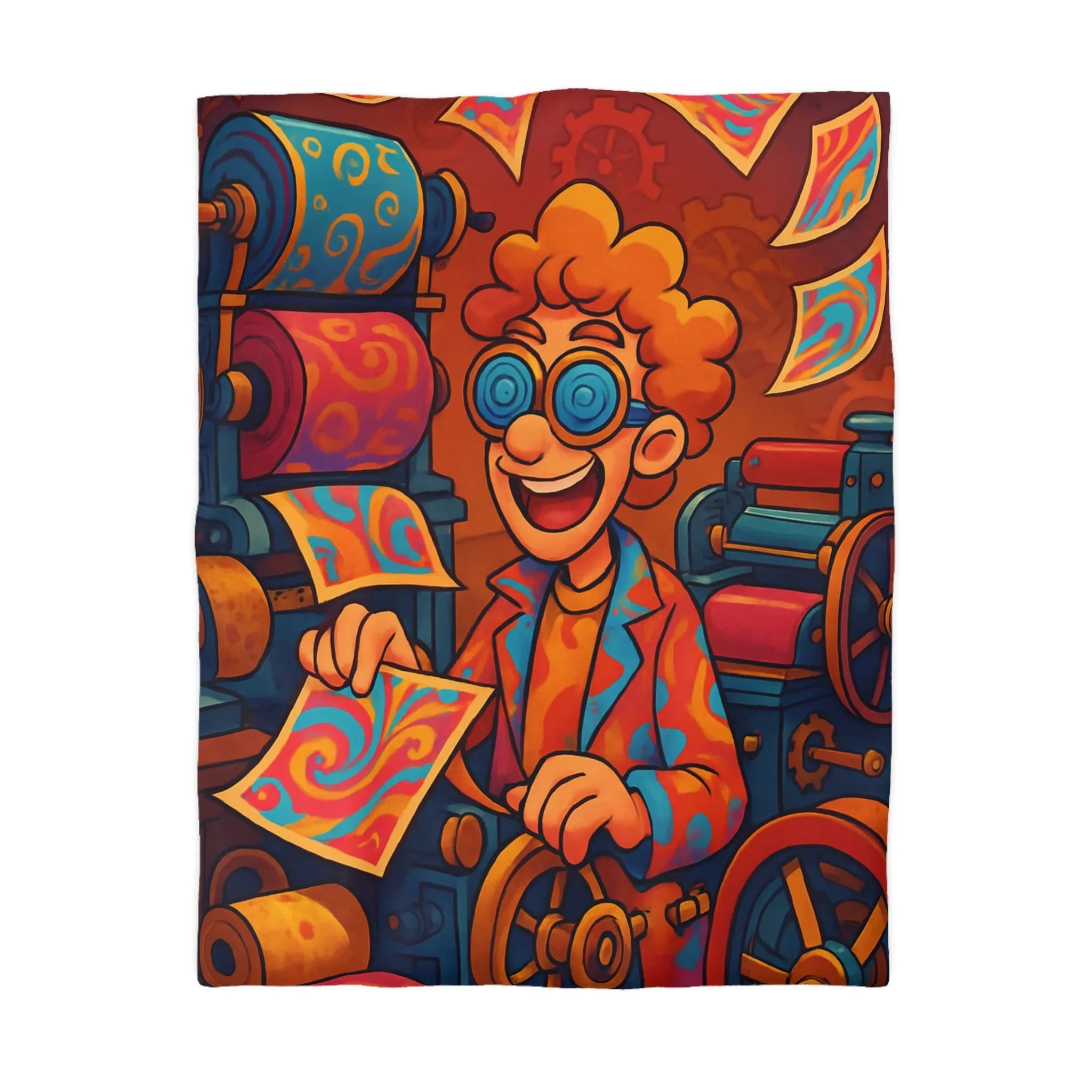 Housse de Couette Artistique avec Motifs Tourbillonnants et Couleurs Vives Pour Ambiance Ludique