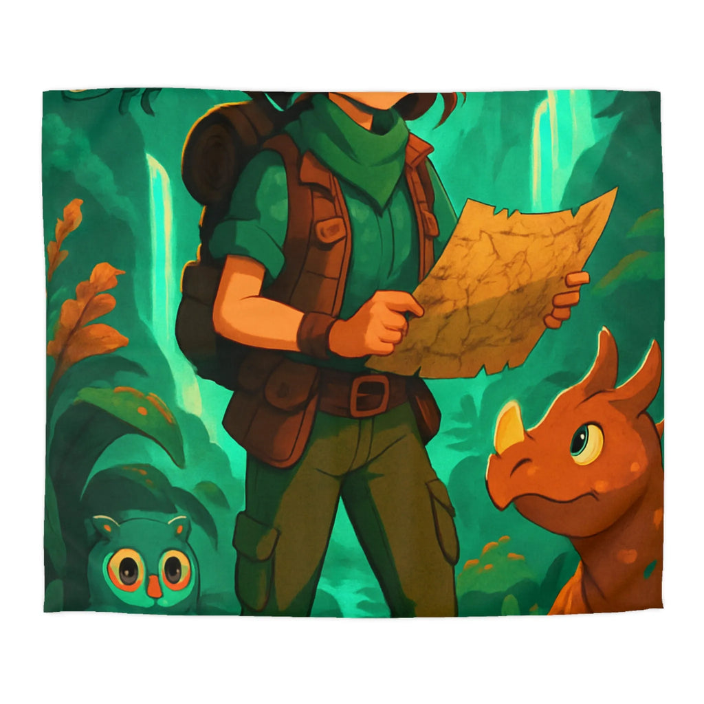 Aventure Enchantée: Enfant Voyageur, Animaux Magiques, Carte Mystérieuse, Forêt Lumineuse, Cascade Sereine