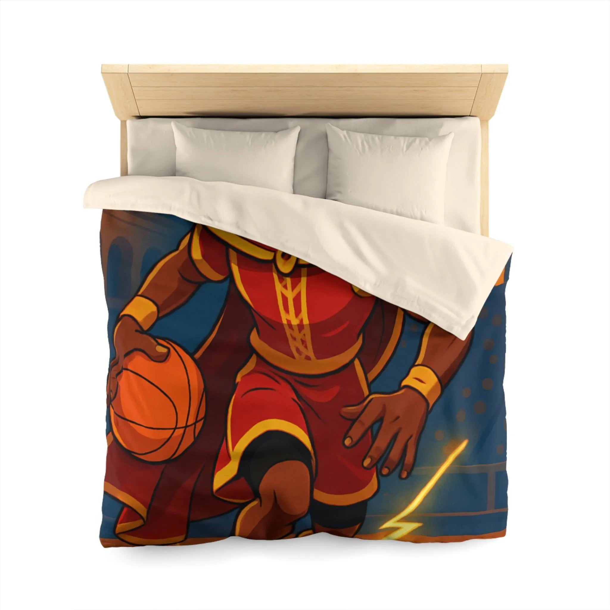 Athlète en Action avec Ballon de Basket dans Arène Lumineuse - Motif Royauté