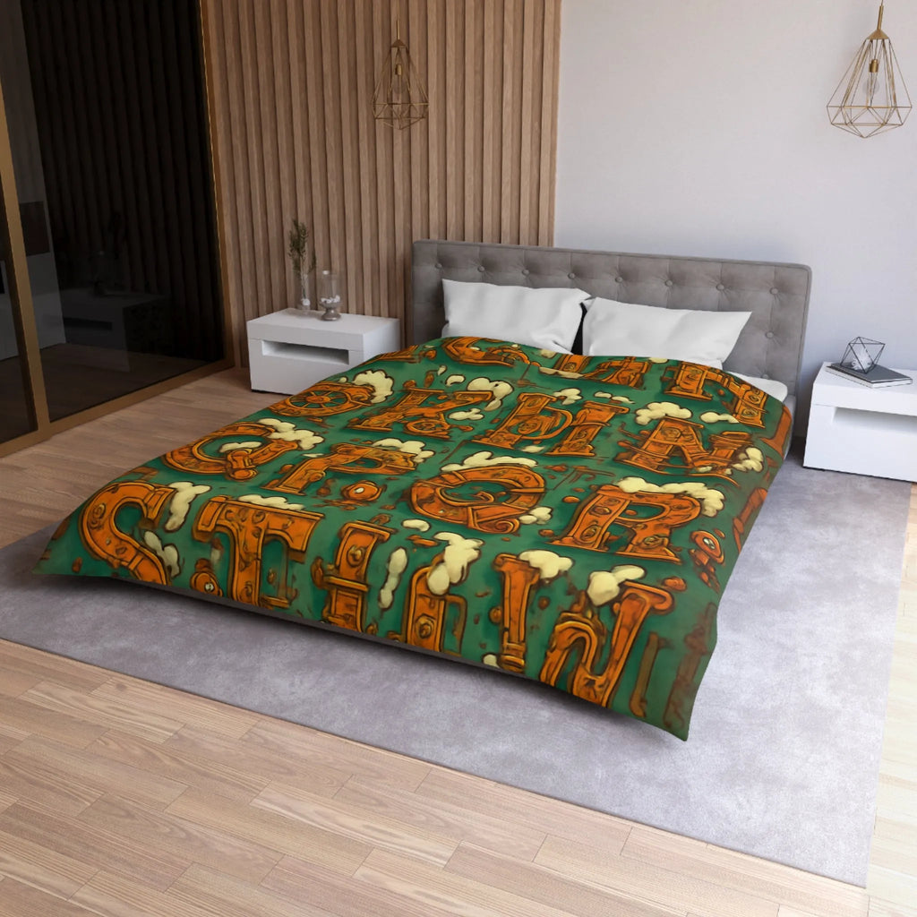 Alphabet Steampunk avec Nuages Évaporants - Design Créatif pour Housse de Couette Originale