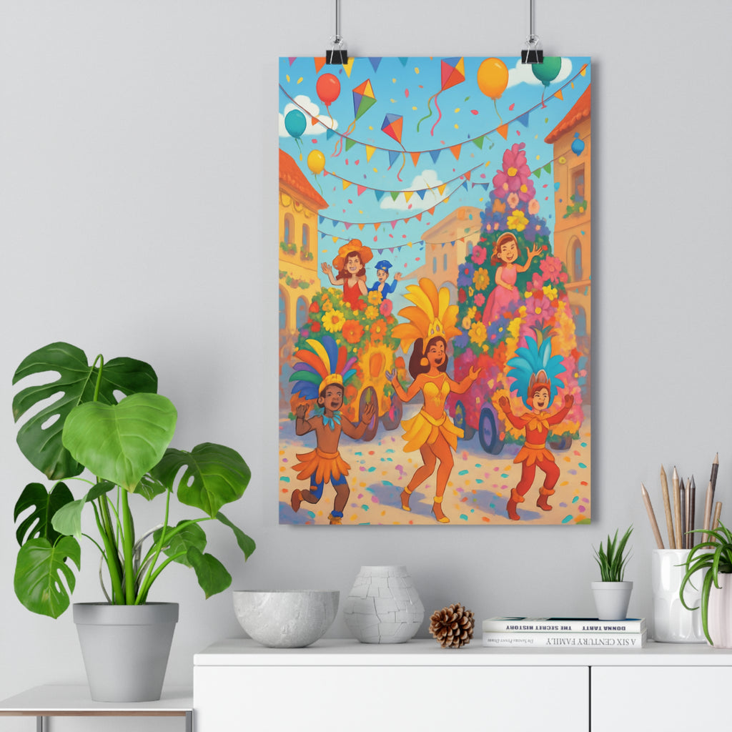 Poster décoratif coloré animé joyeux carnaval enfant salon mur style festif qualité chambre ambiance