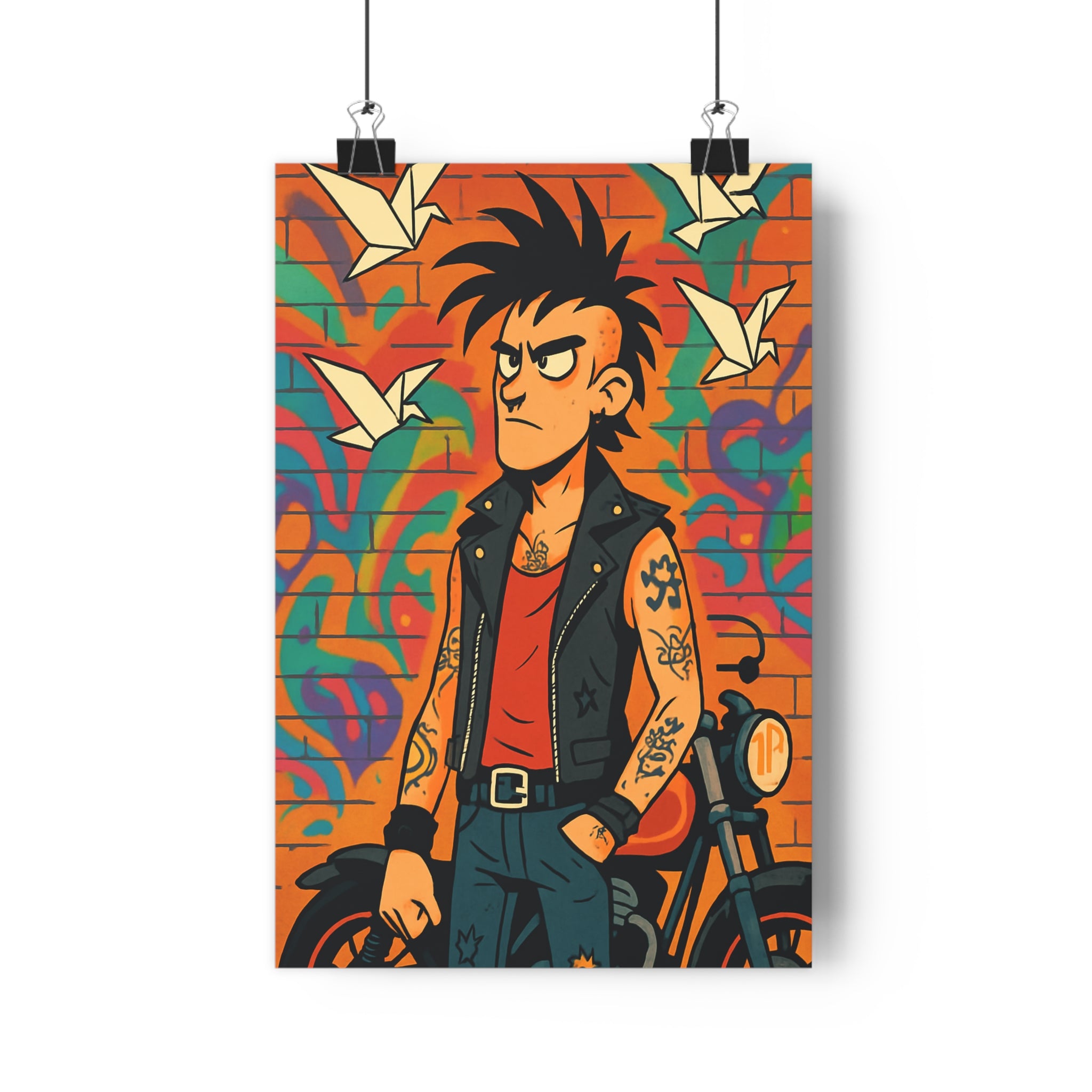 Poster décoratif dynamique chaos punk graffiti mur couleurs vives bande dessinée salon chambre moderne