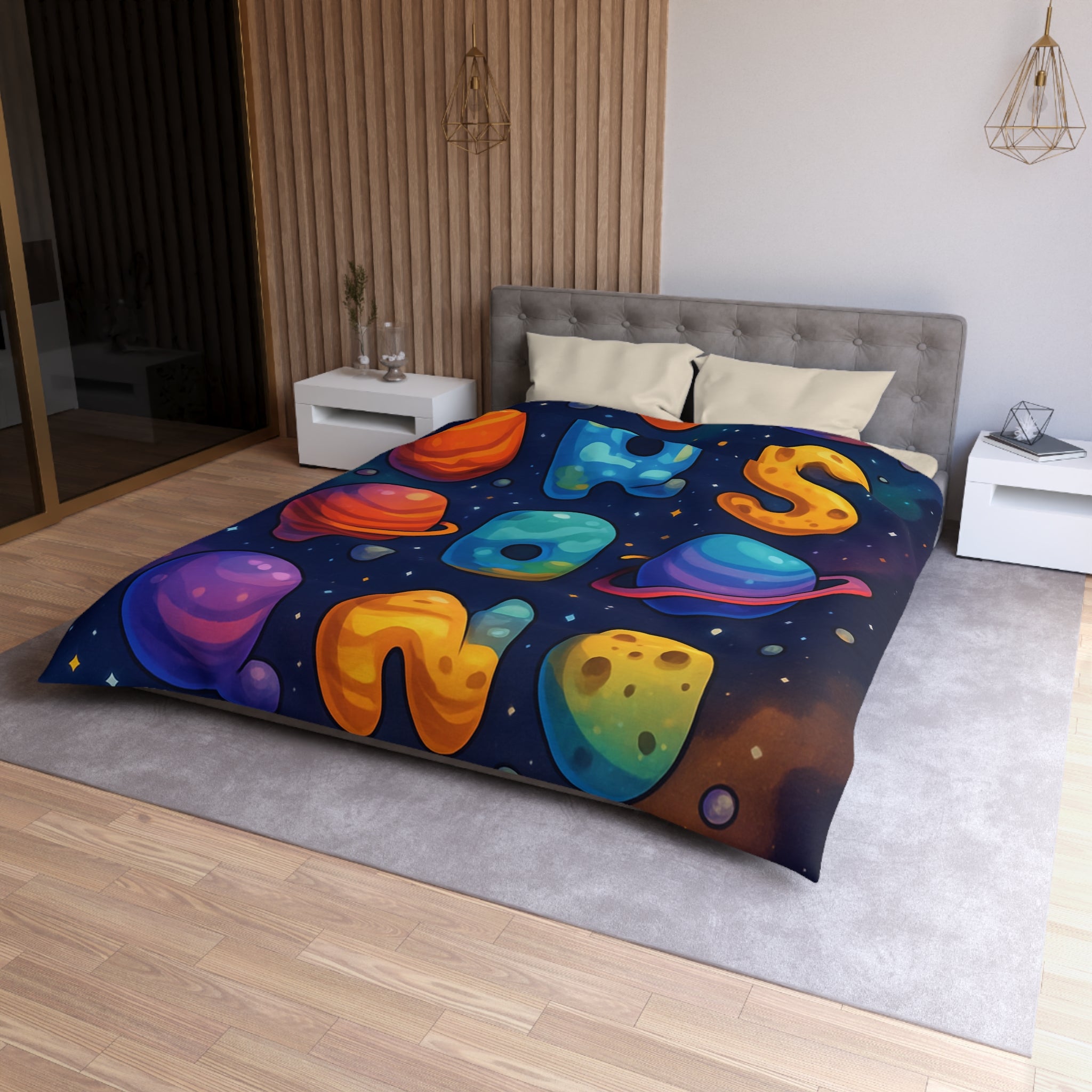 Housse de Couette Microfibre Design Artistique Moderne Décoration Chambre Confort Premium