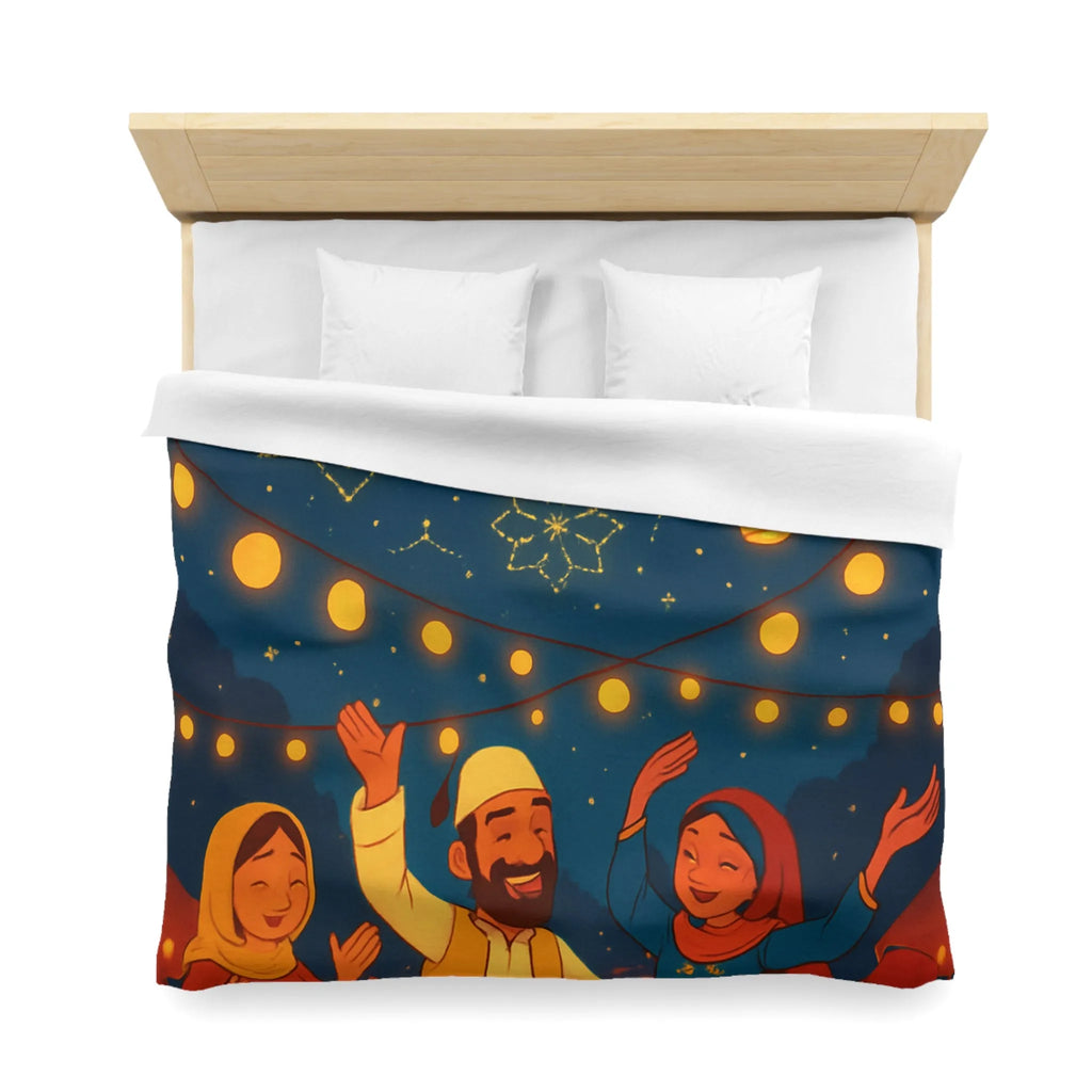 Housse de Couette Avec Scène Festive Nocturne et Lanternes Flottantes Pour Décoration Chambre