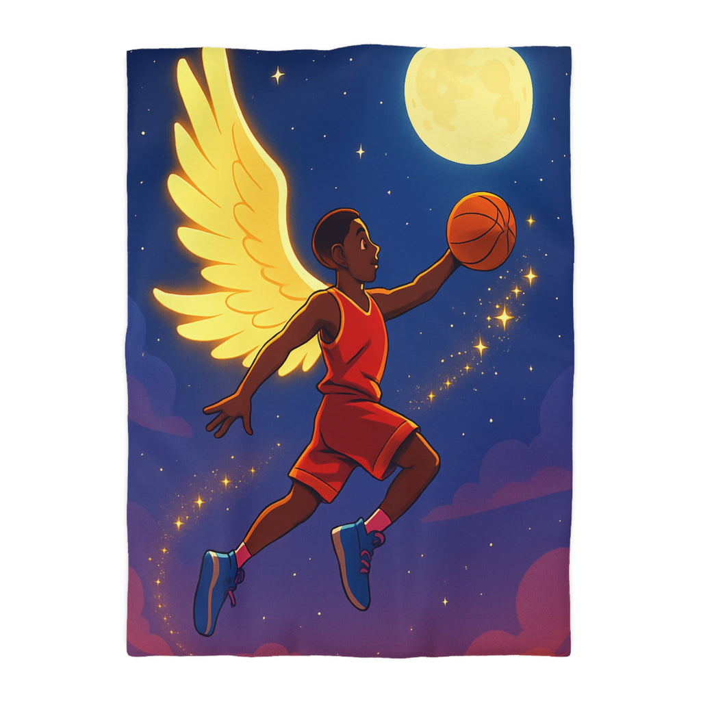 Housse de Couette Unique Baskets d'Ange Volant au Clair de Lune Étoilé