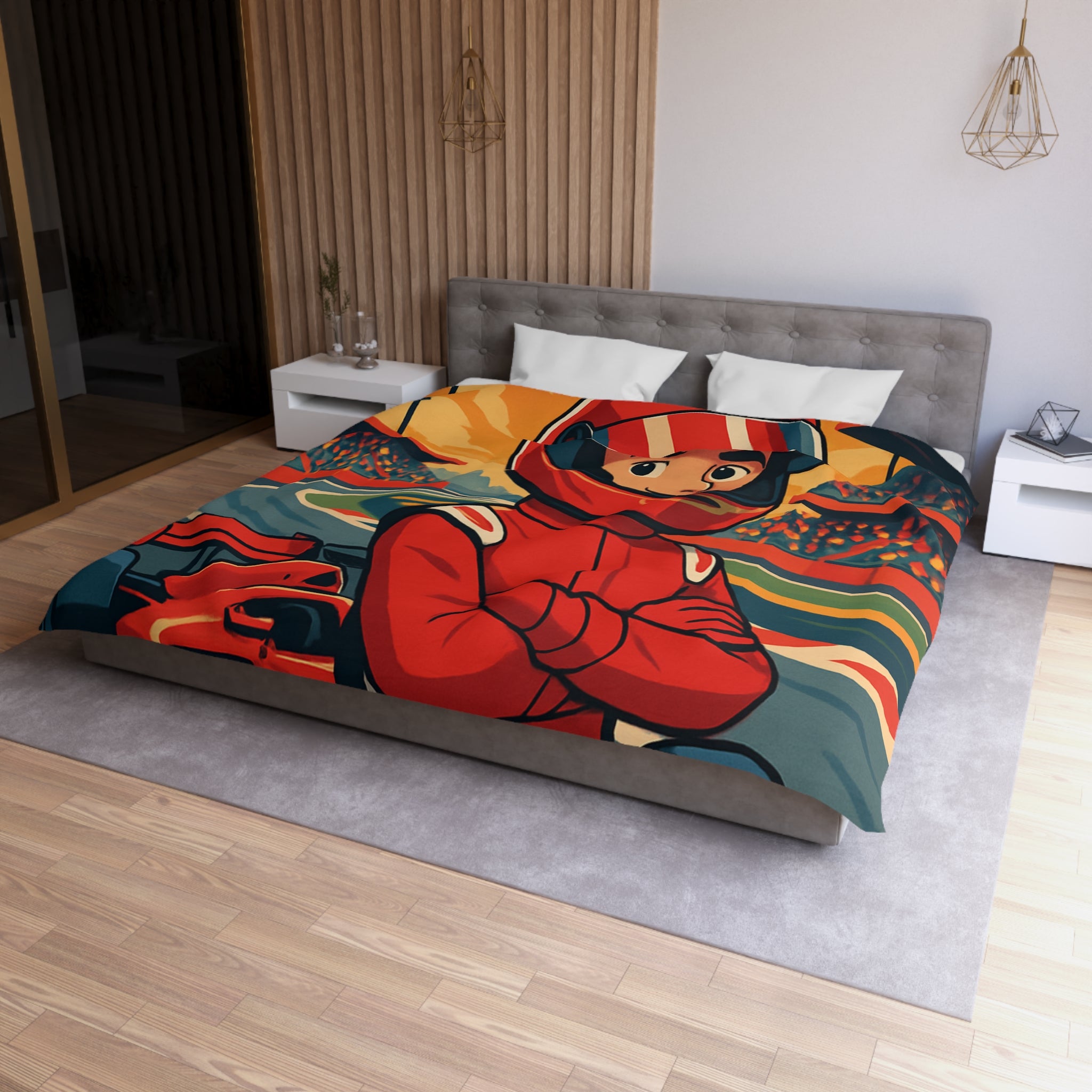 Housse de Couette Microfibre Illustration Unique Design Moderne Décoration Intérieure Raffinée