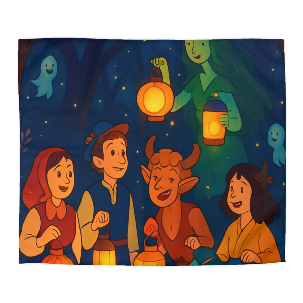 Housse de couette magique avec lanterne, créatures fantastiques et forêt enchantée
