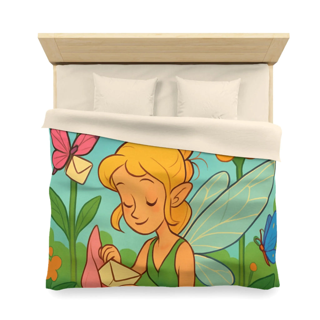 Fée des Jardins Éthérés avec Lettres Magiques et Fleurs Vibrantes pour Enchantement Nocturne