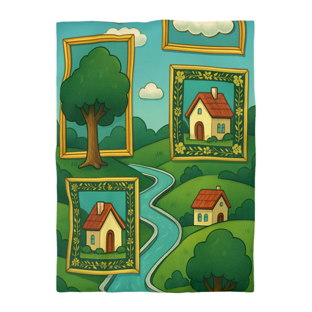 Housse de Couette Microfibre Design Artistique Moderne Décoration Chambre Confort Premium