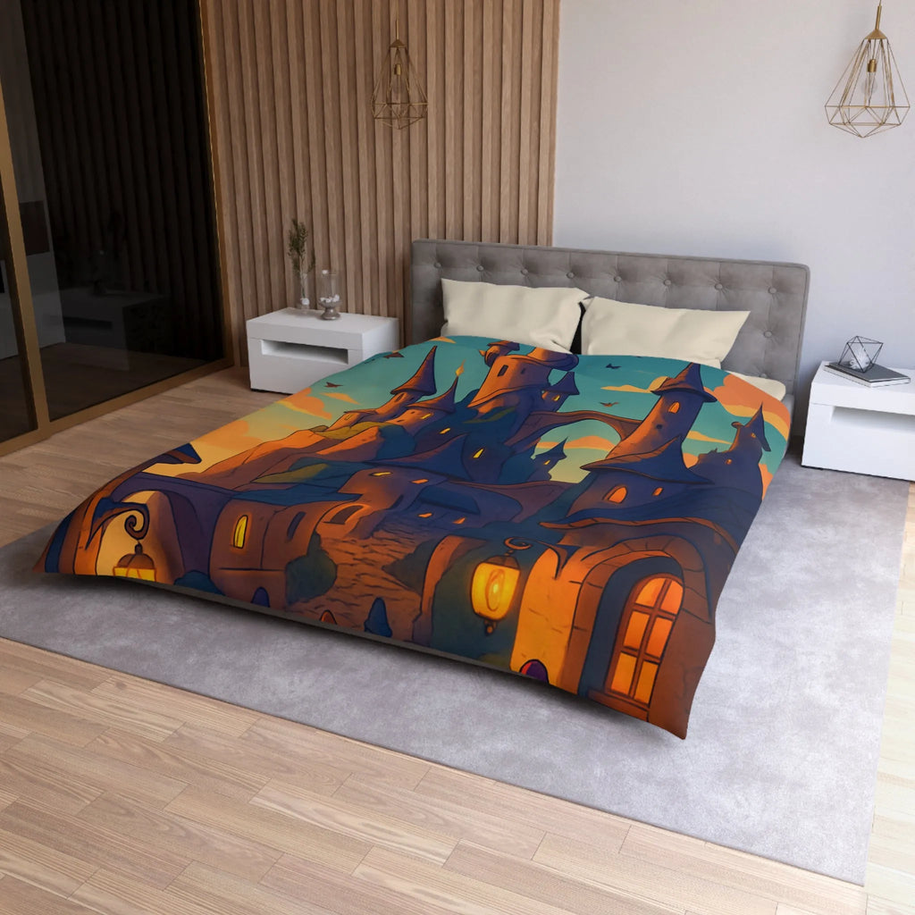 Housse de couette magique avec château féérique et créatures volantes pour rêve enchanté