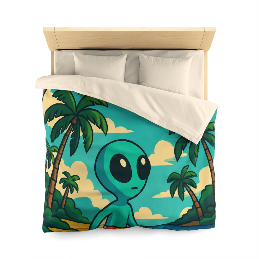 Housse de Couette Enfant Alien Plage Tropicale Planète Saturée Rêveur Ciel Imagination