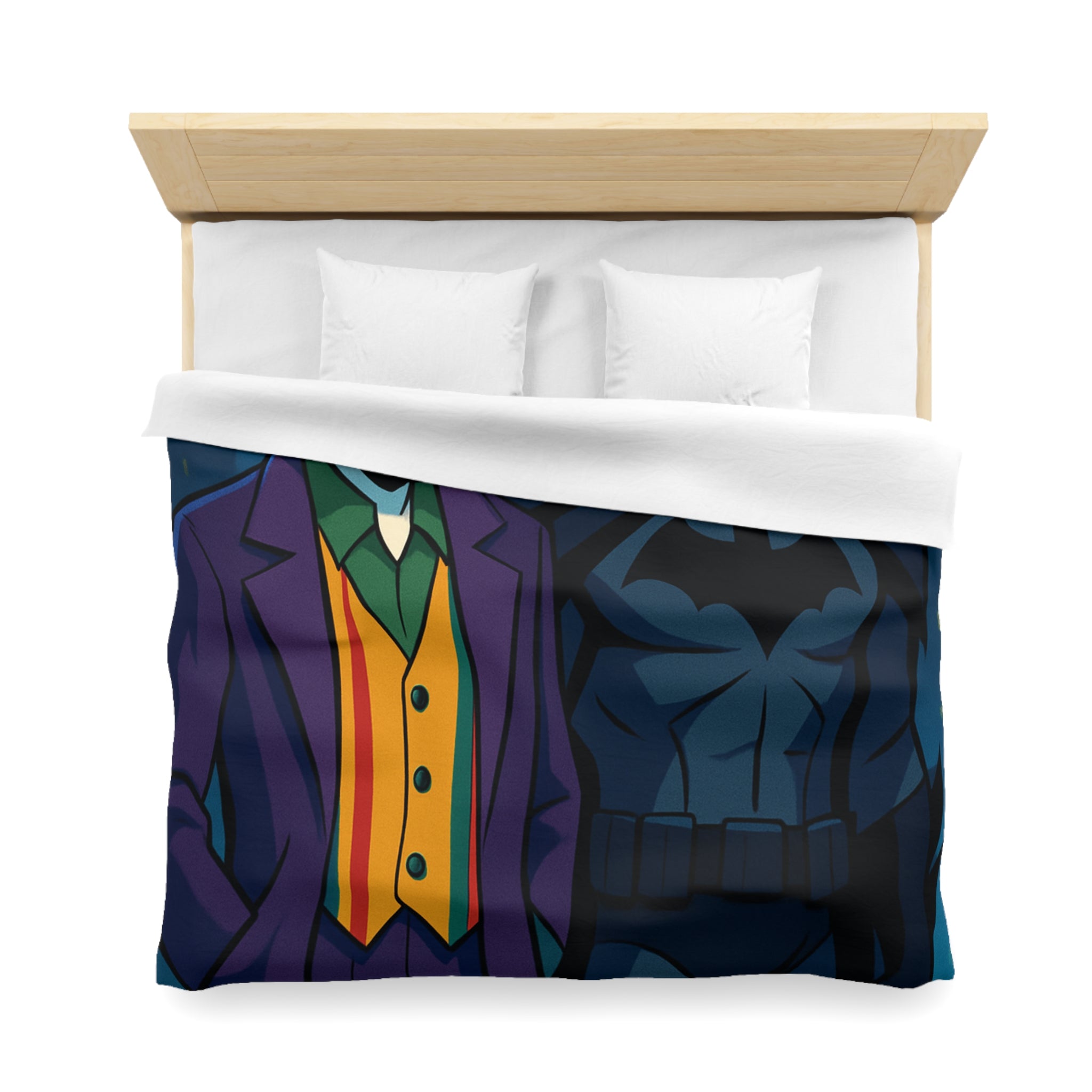 Superhéros au crépuscule : Housse de couette thème ville nocturne avec personnages emblématiques