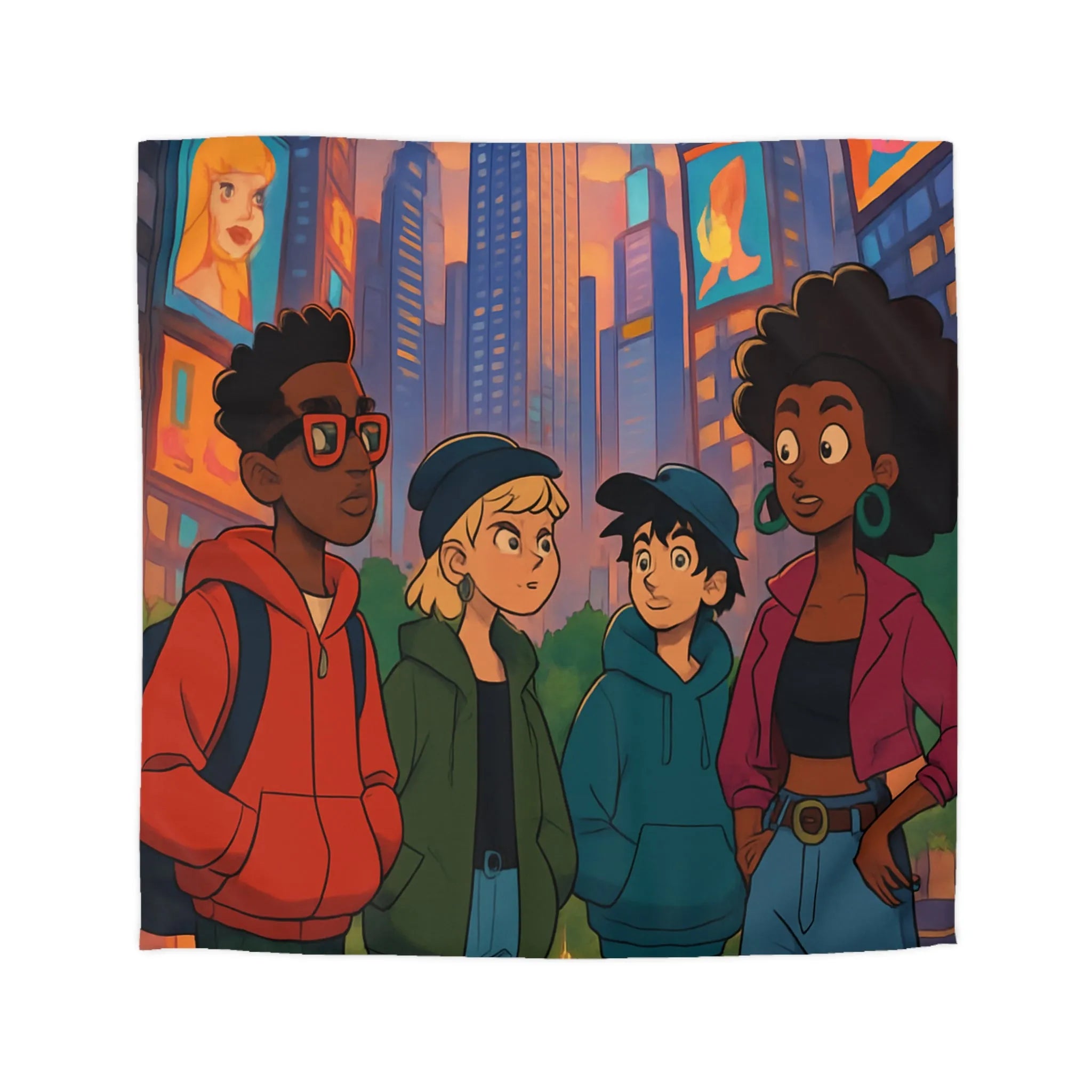 Housse de Couette Microfibre Art Graphique Contemporain Style Décoratif Chambre Tendance