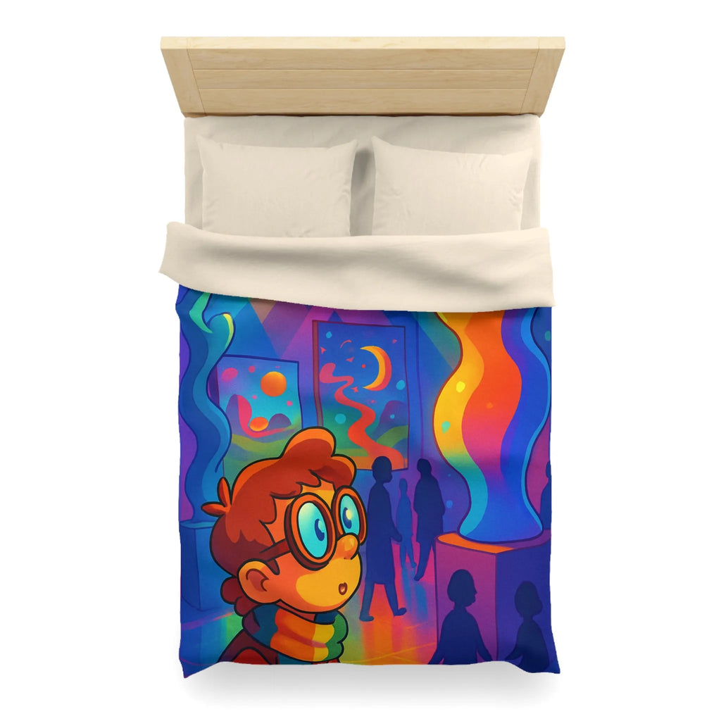 Housse de Couette Colorée Inspirée d'une Galerie d'Art Moderne avec Lumières Vives